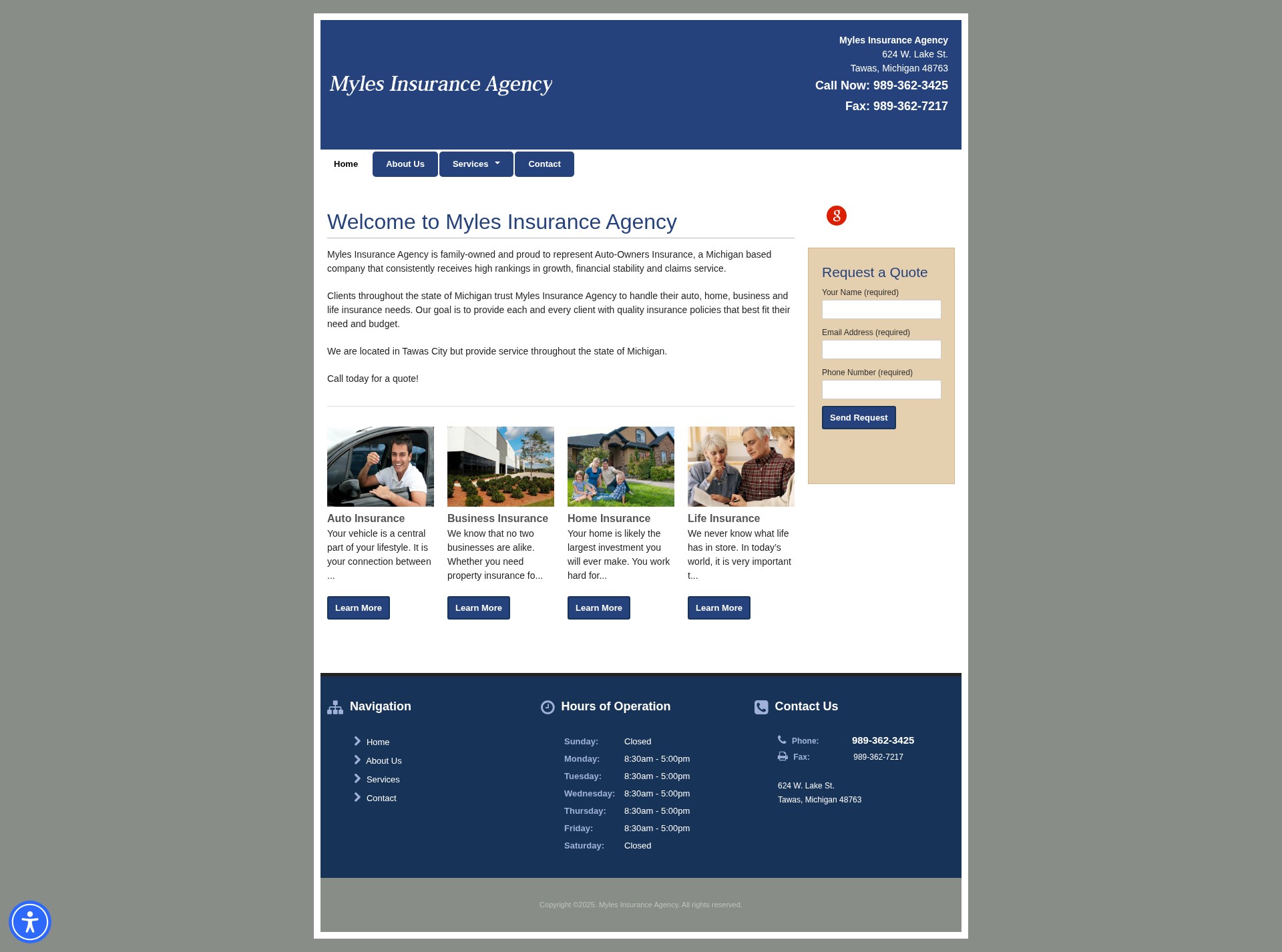 Screenshot of mylesagencytawas.com