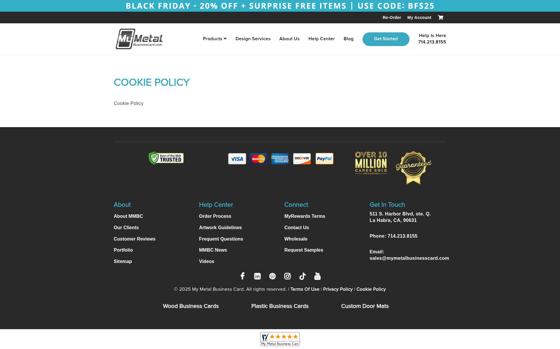 Screenshot of mymetalbusinesscard.com