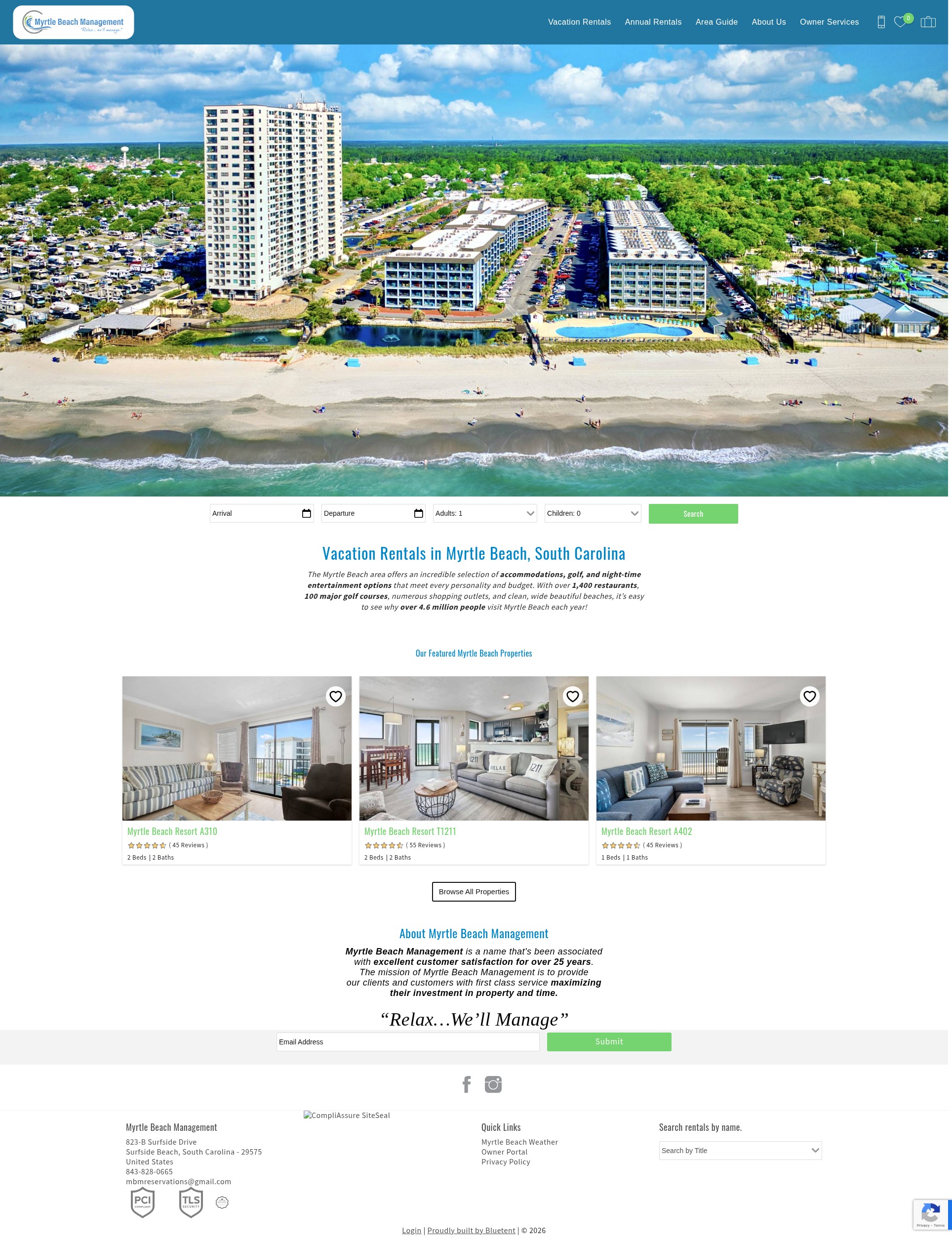 Screenshot of mymyrtlevacation.com