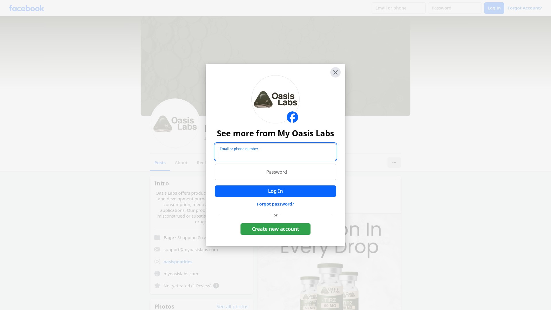 Screenshot of myoasislabs.com