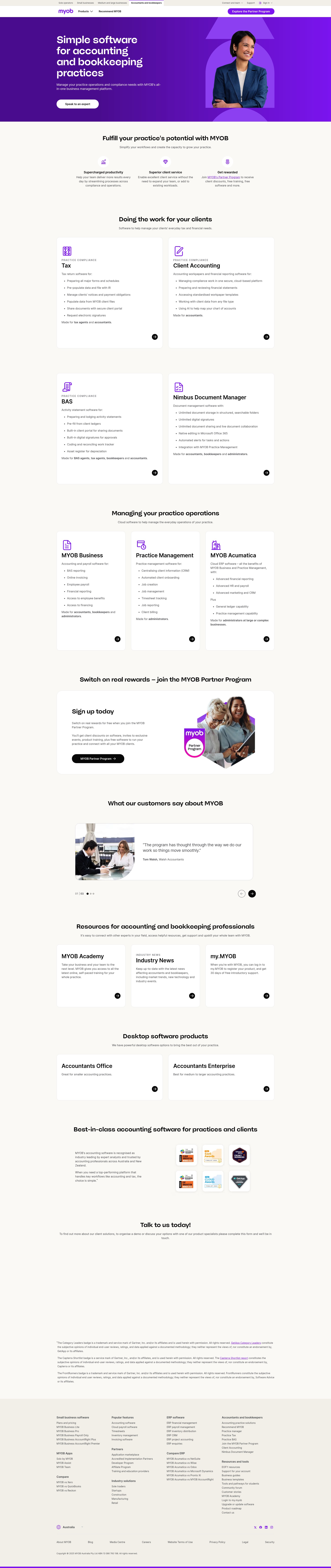 Screenshot of myob.com.au