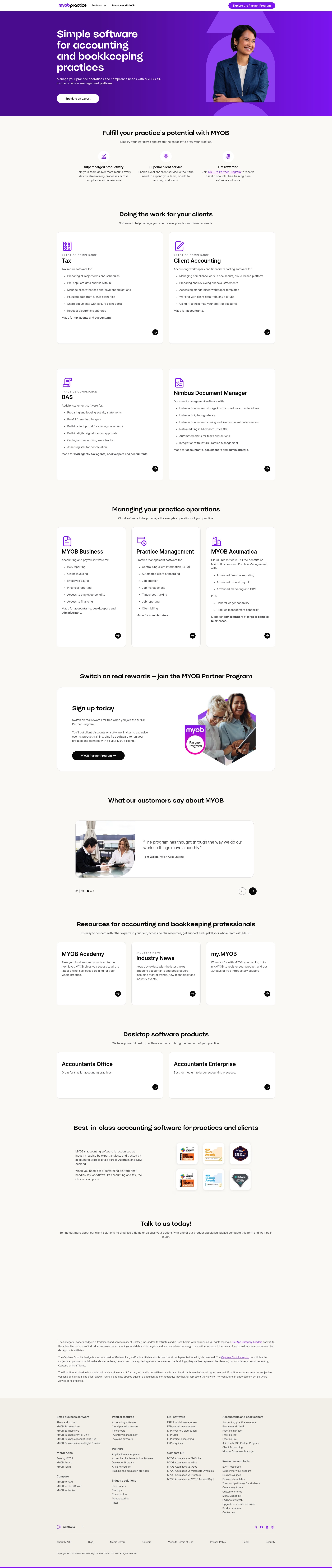 Screenshot of myob.com