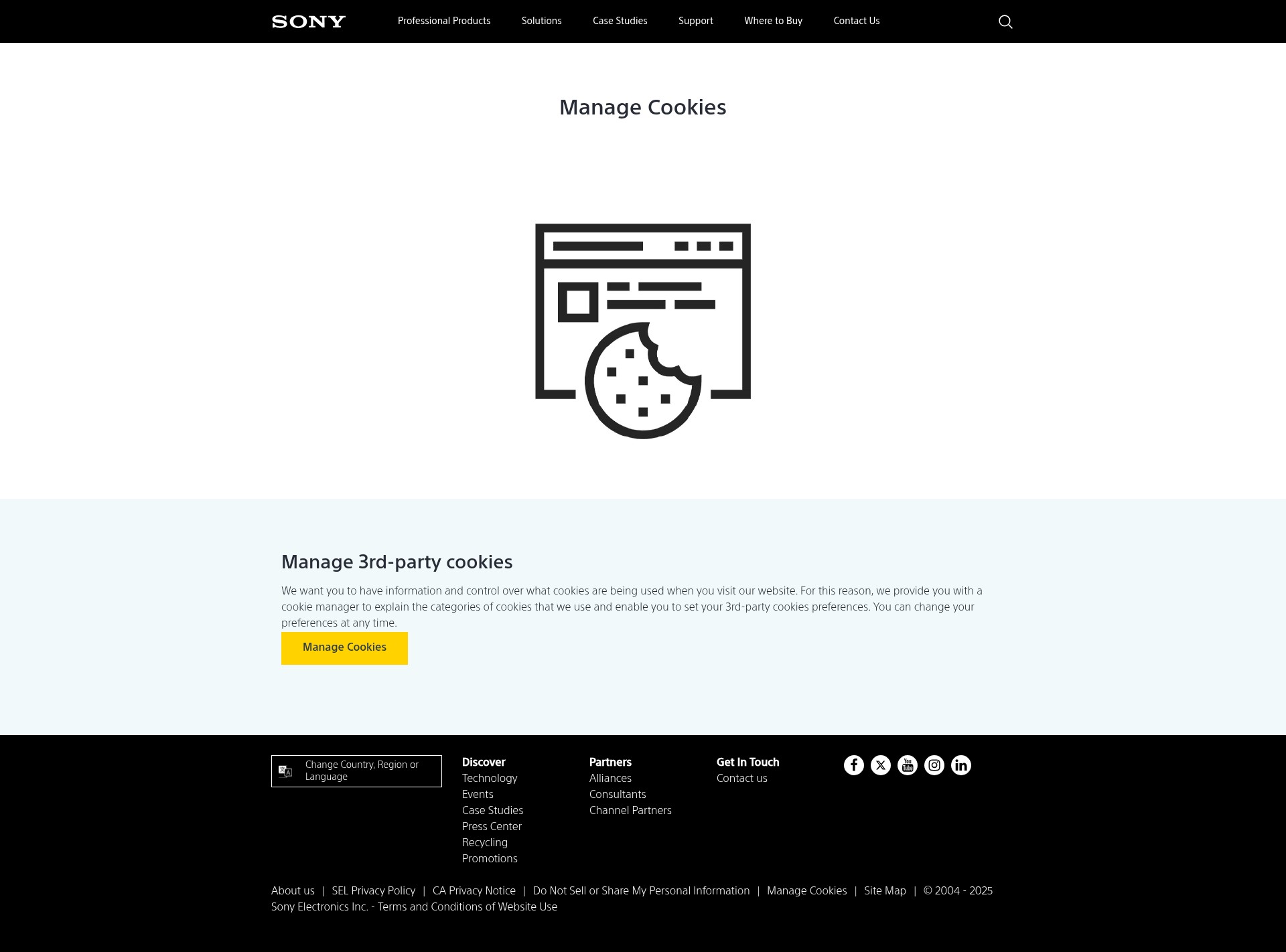 Screenshot of na.info.pro.sony
