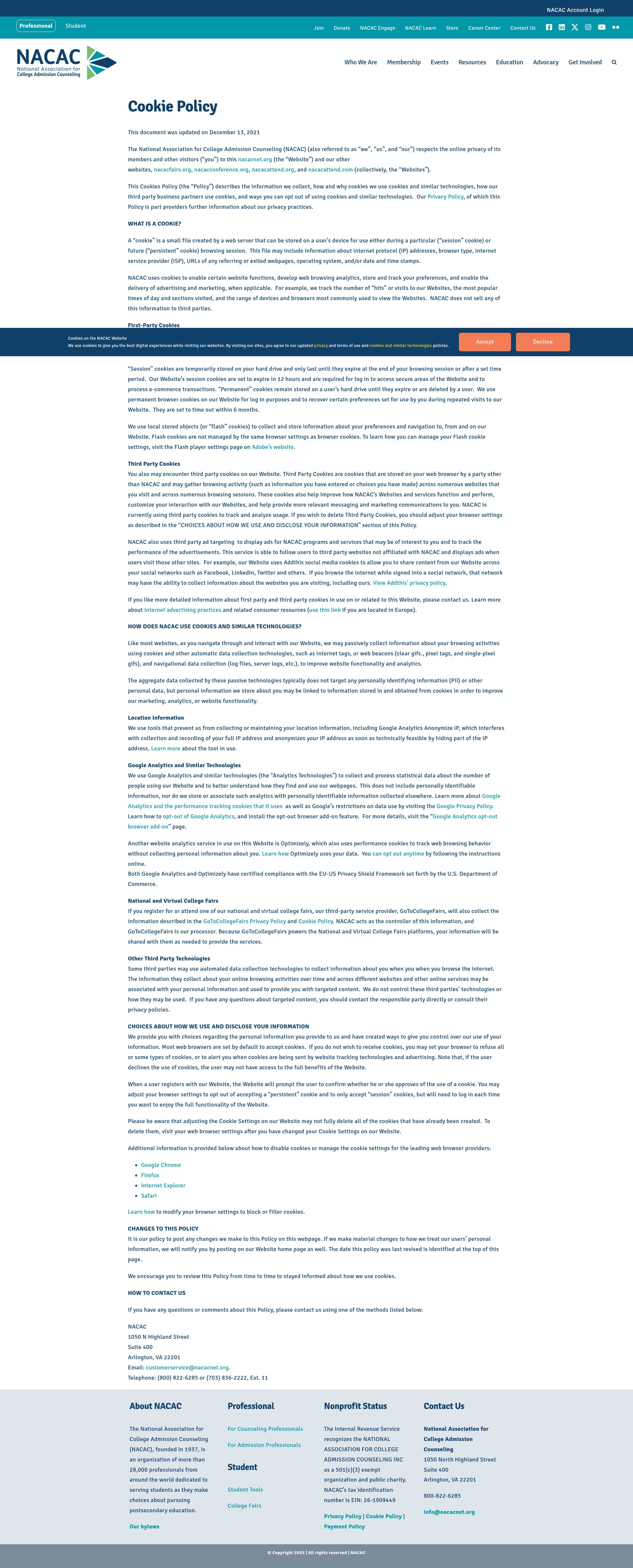 Screenshot of nacacnet.org