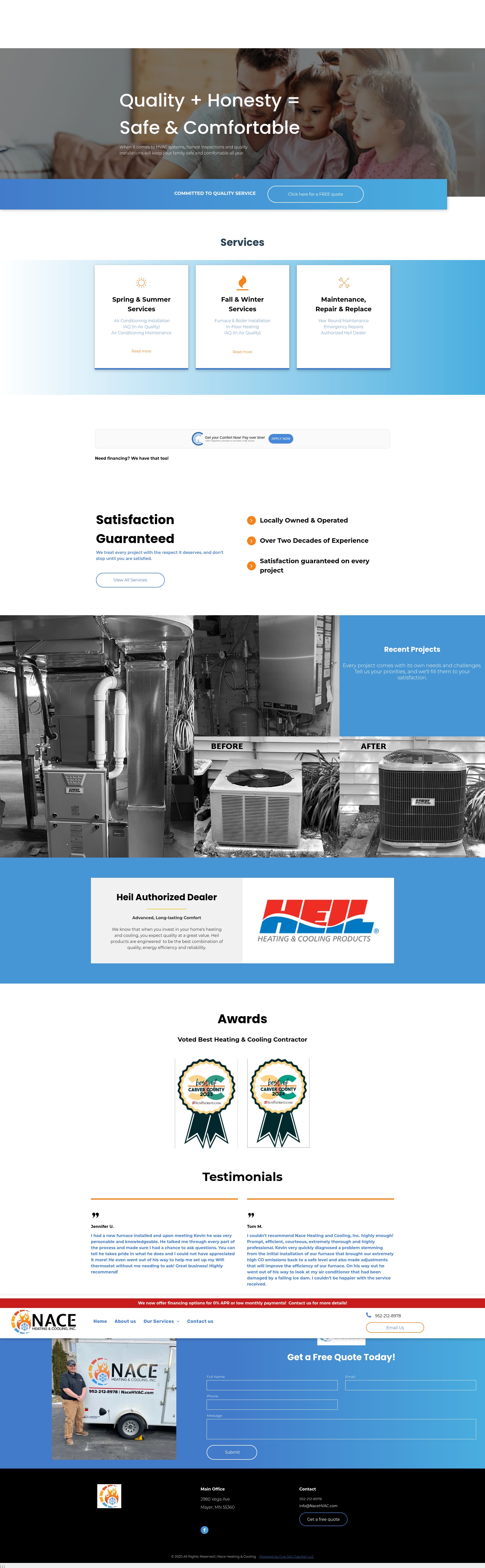 Screenshot of nacehvac.com