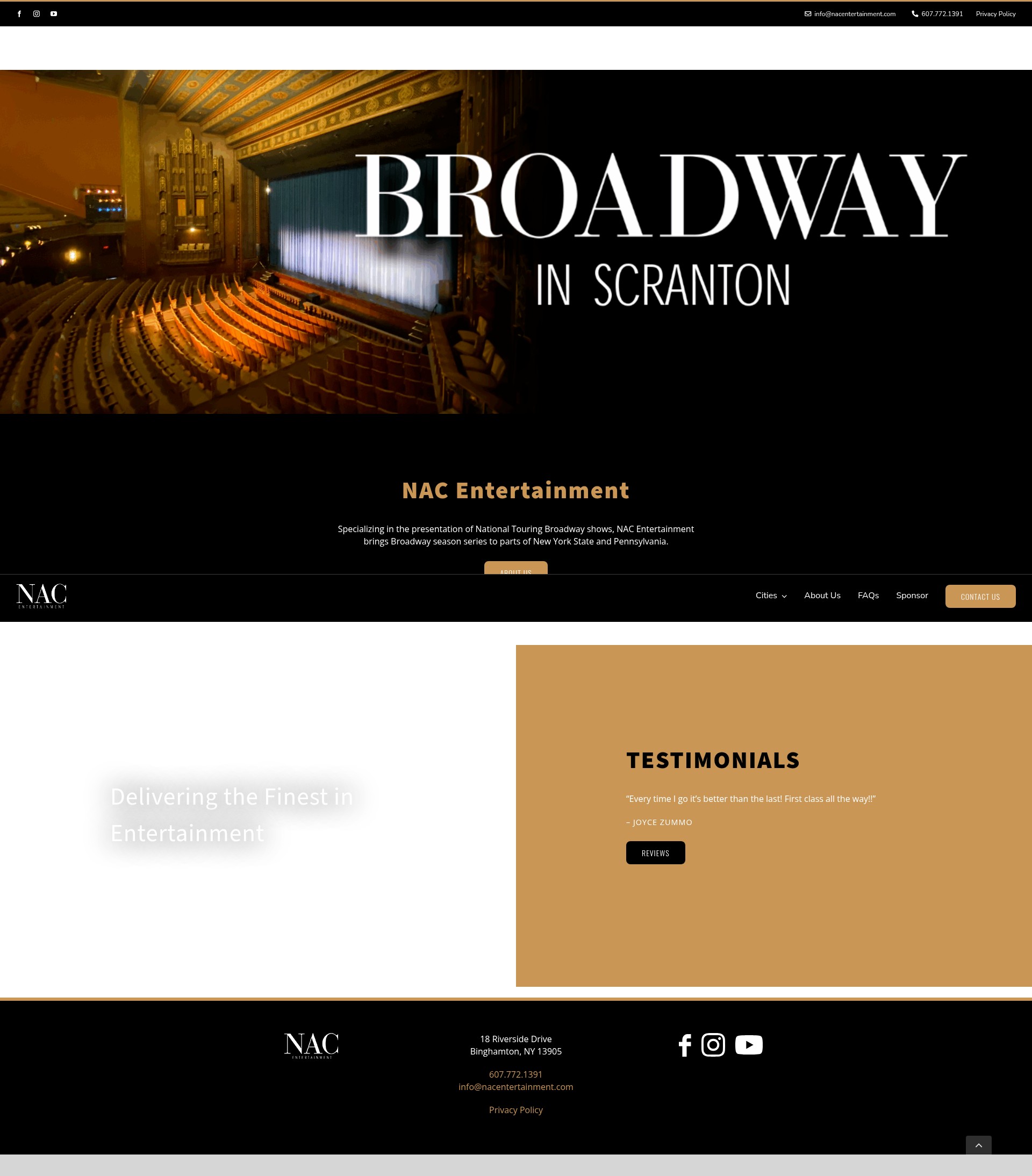 Screenshot of nacentertainment.com