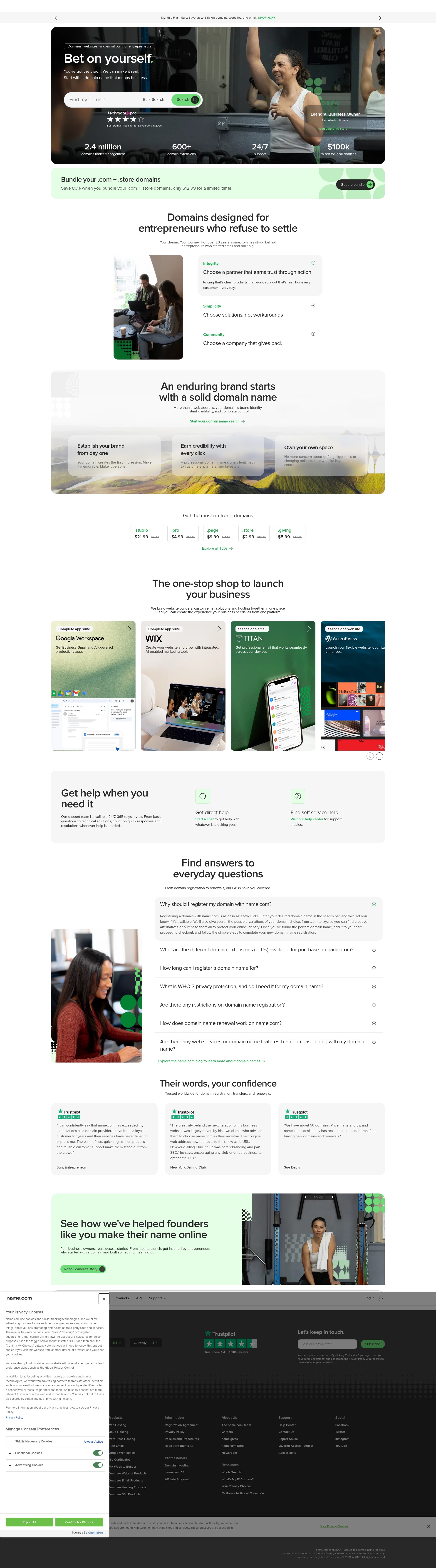 Screenshot of name.com
