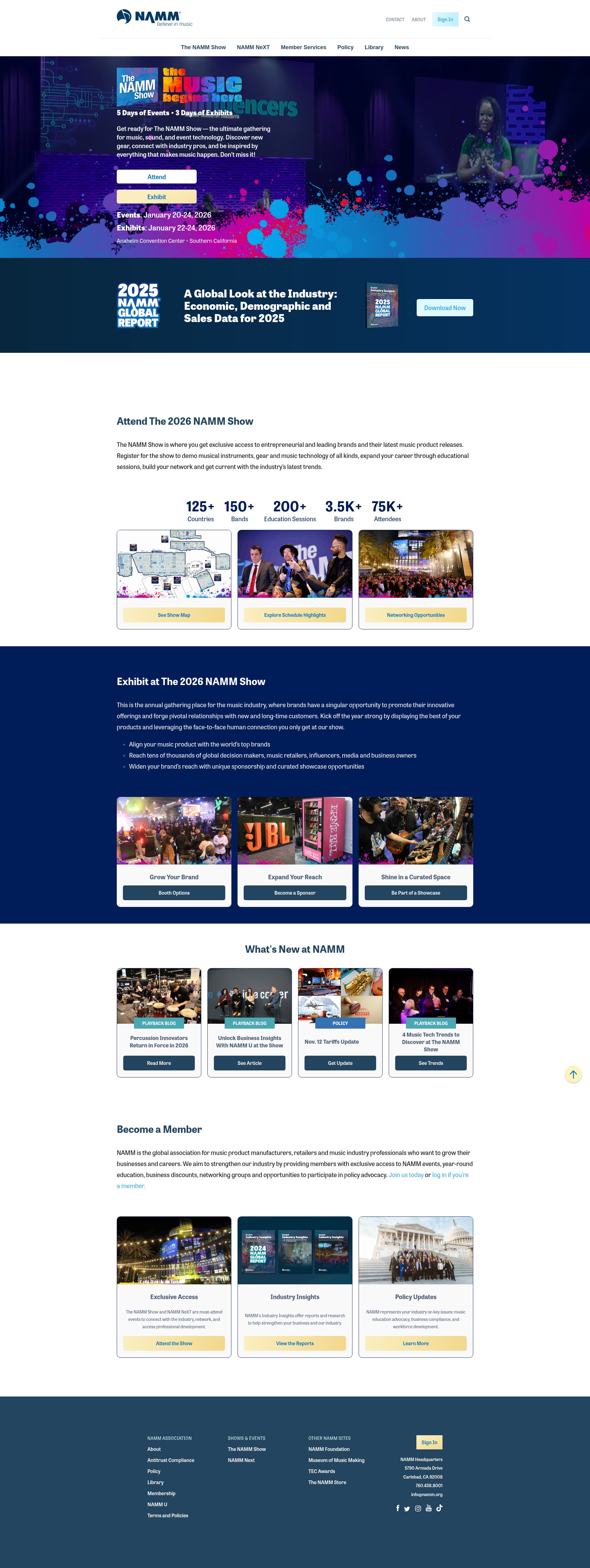 Screenshot of namm.org