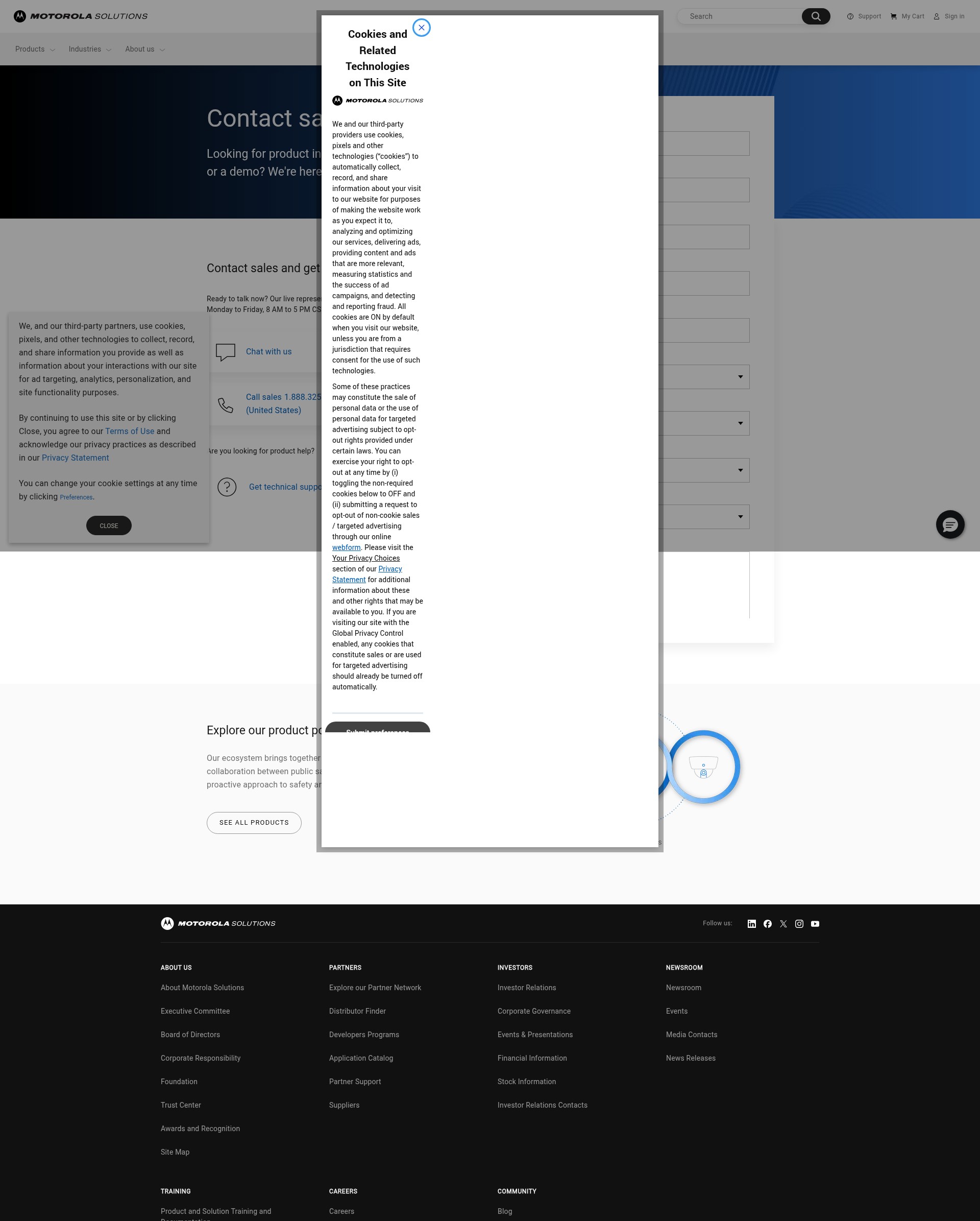 Screenshot of namrinfo.motorolasolutions.com