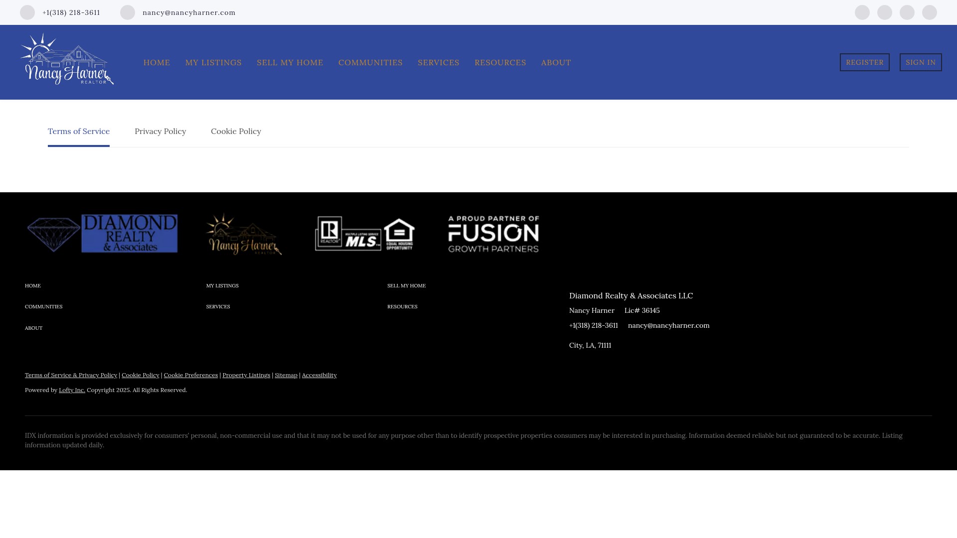 Screenshot of nancyharner.com
