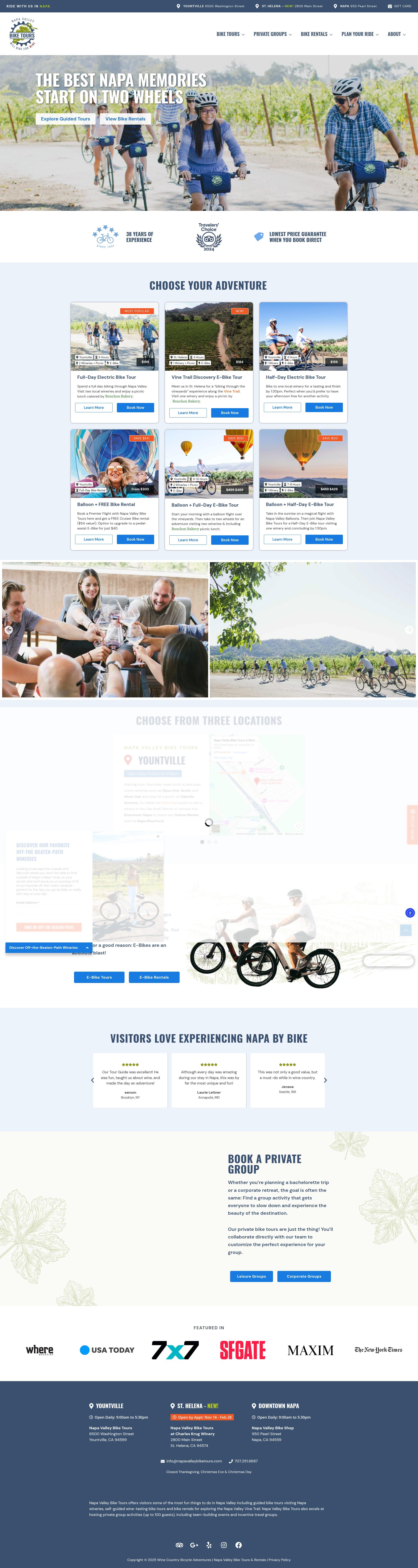 Screenshot of napavalleybiketours.com