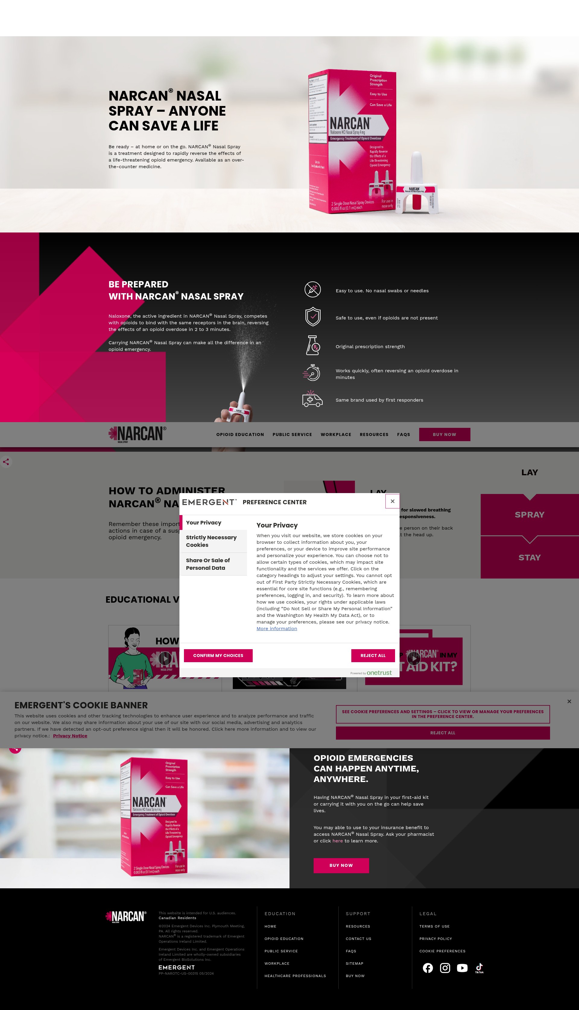 Screenshot of narcan.com