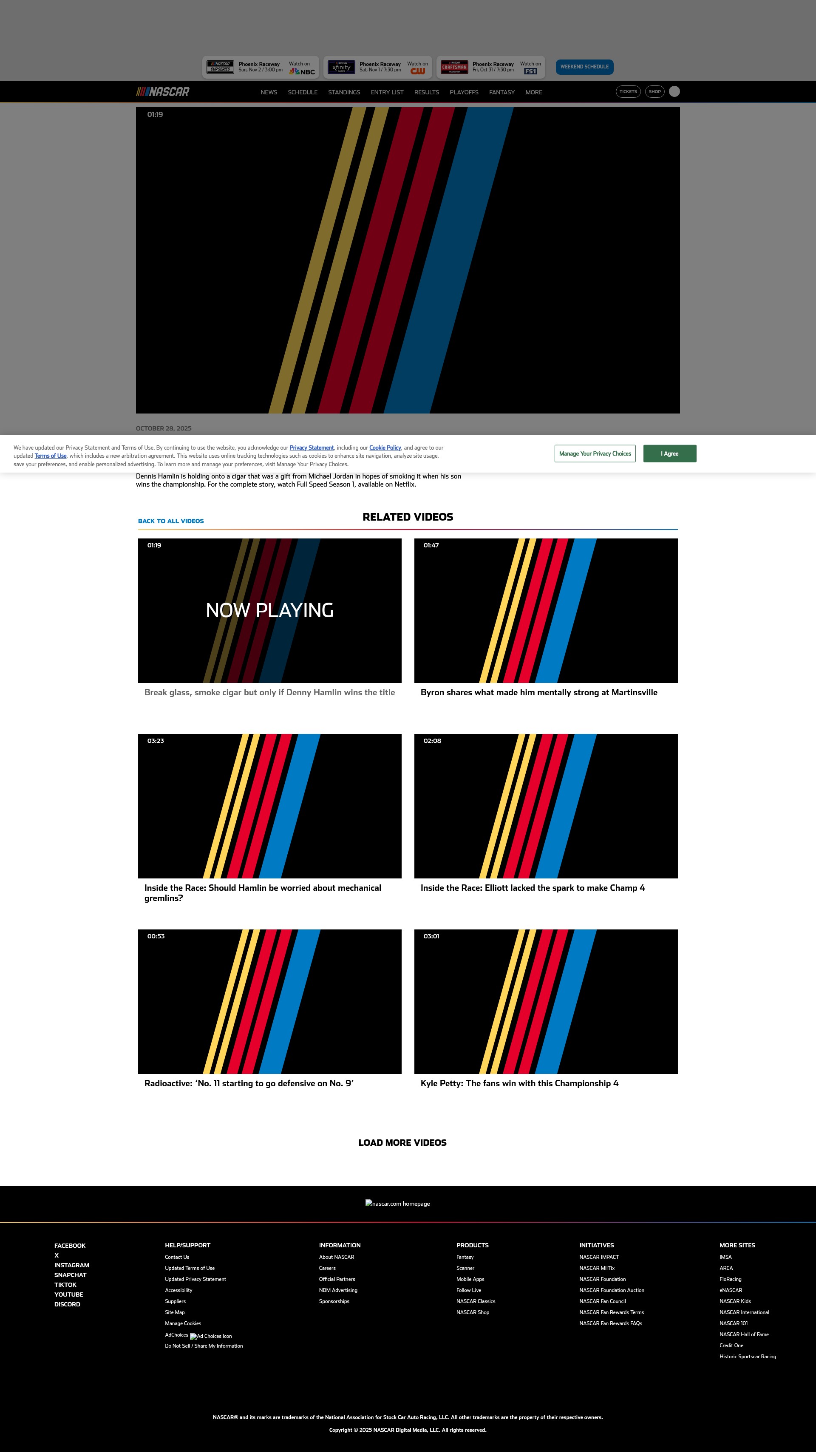 Screenshot of nascar.com