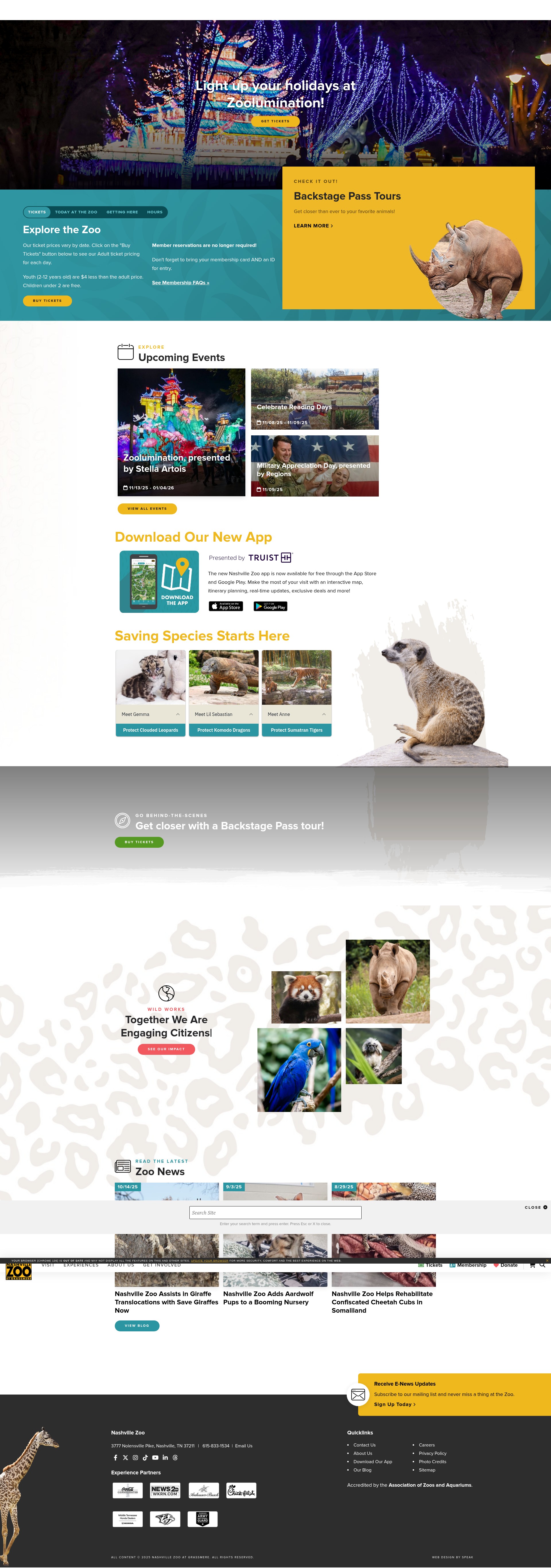 Screenshot of nashvillezoo.org