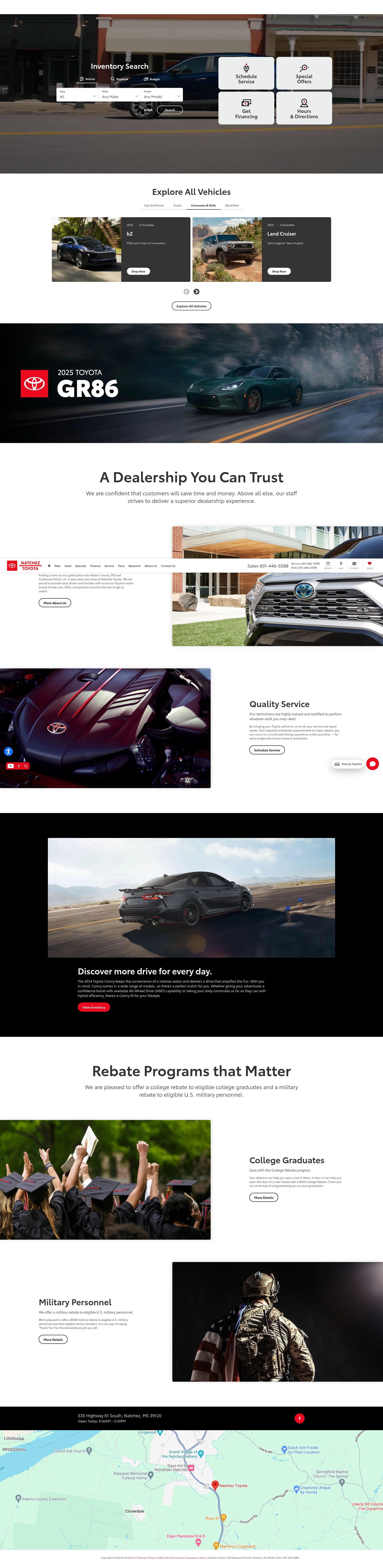 Screenshot of natcheztoyota.com
