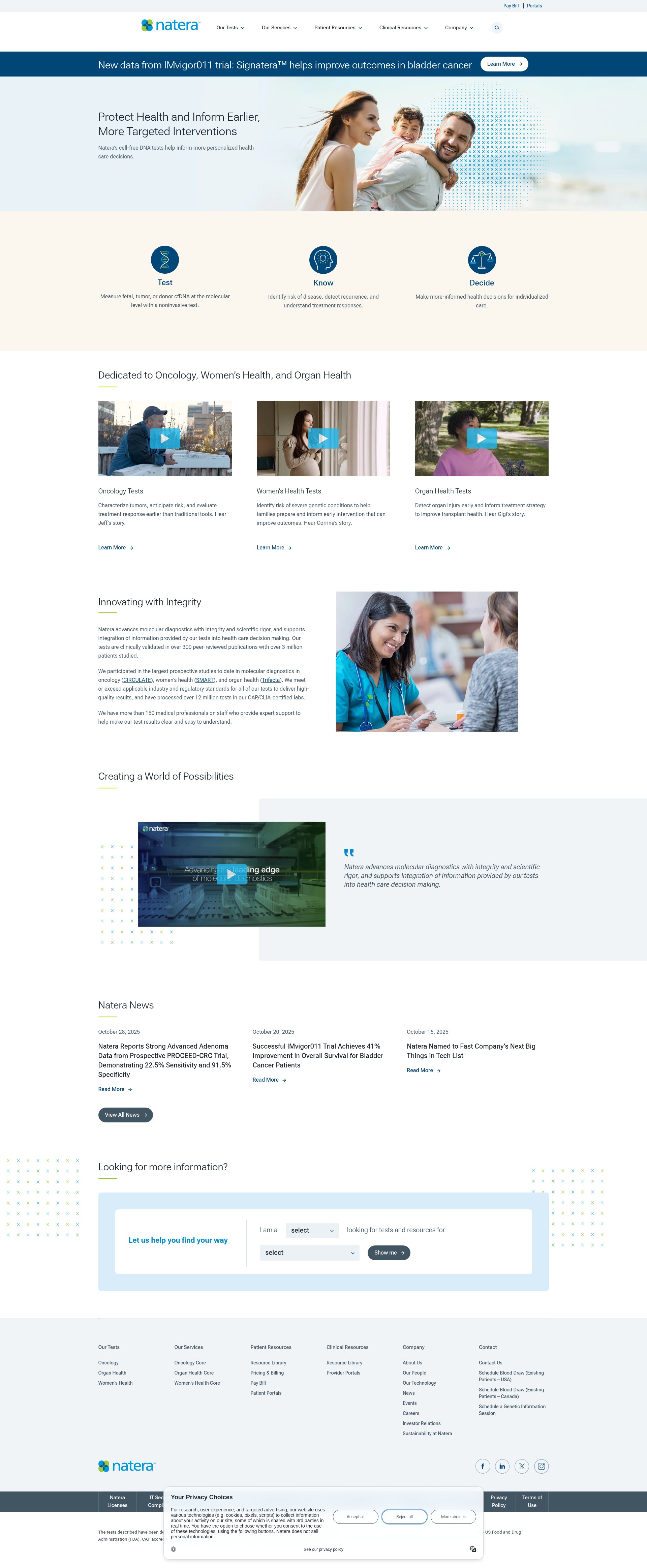 Screenshot of natera.com