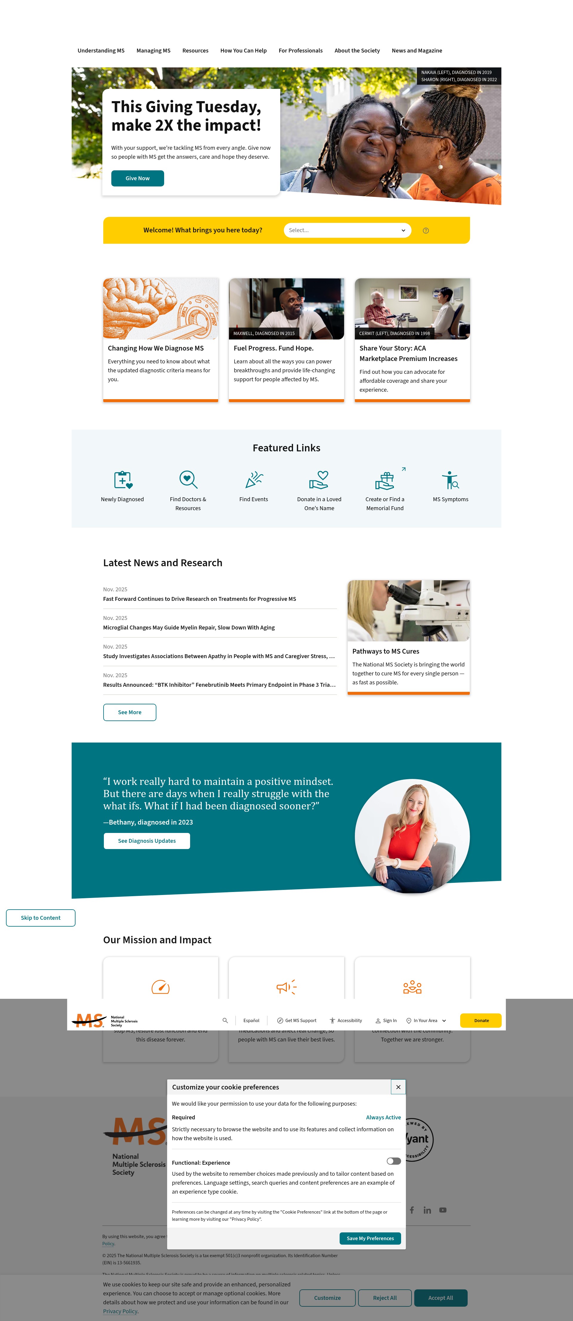 Screenshot of nationalmssociety.org