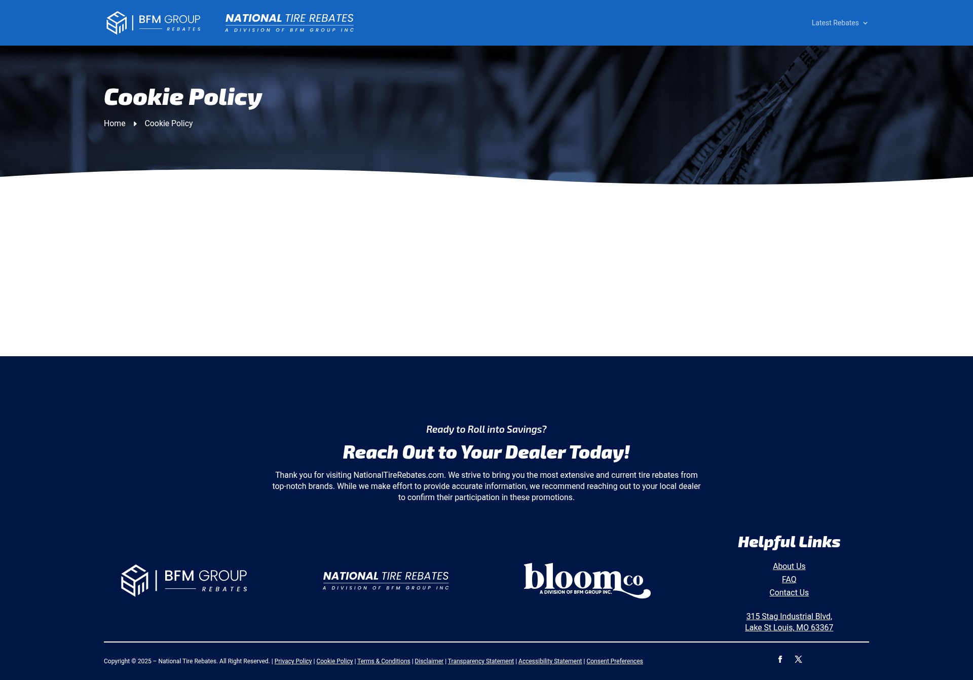 Screenshot of nationaltirerebates.com