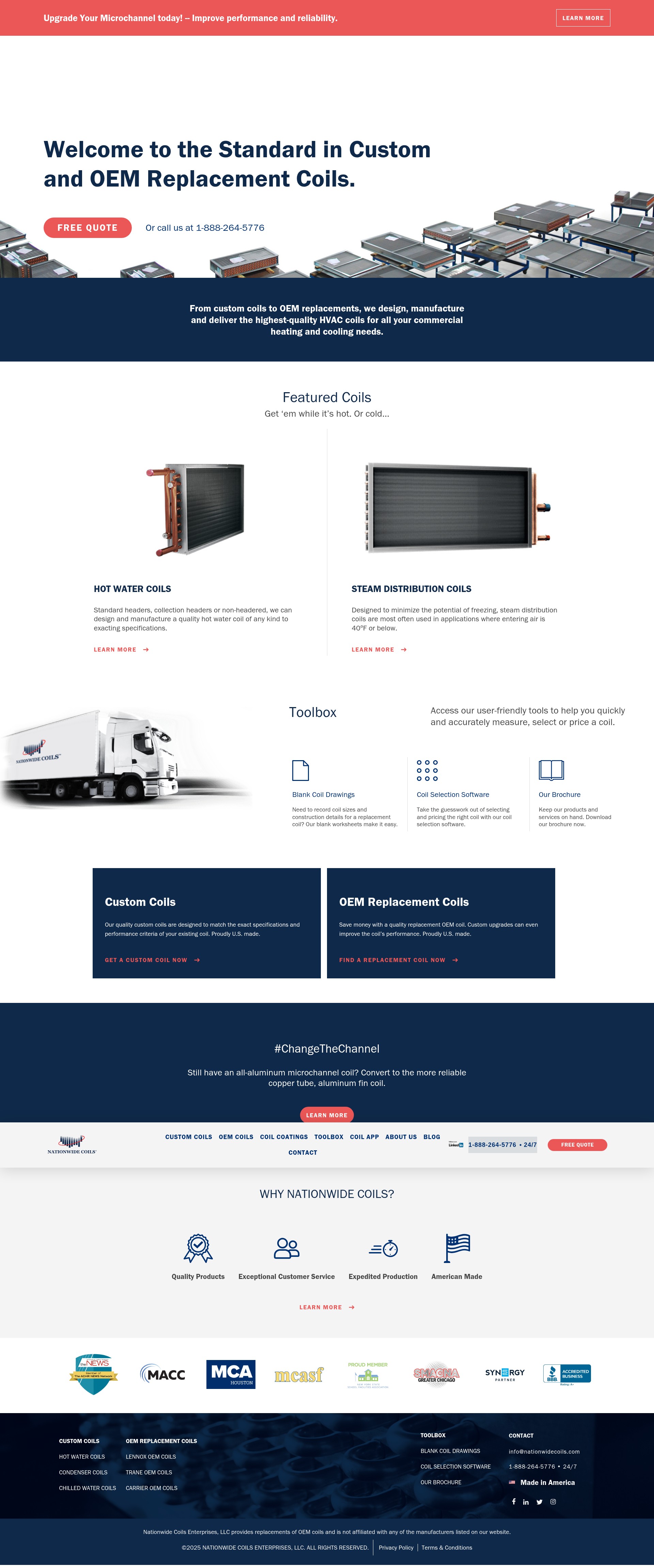 Screenshot of nationwidecoils.com
