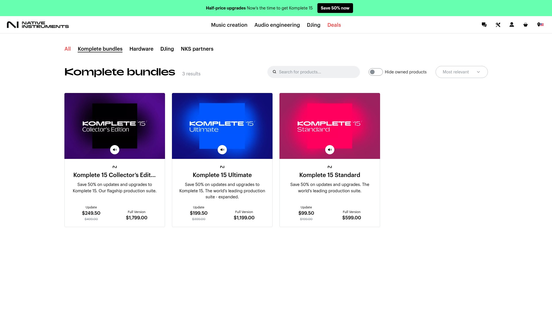 Screenshot of native-instruments.com