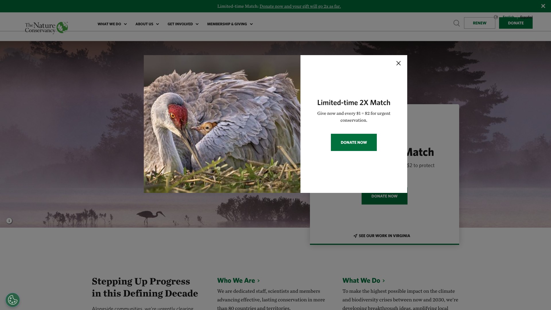 Screenshot of nature.org