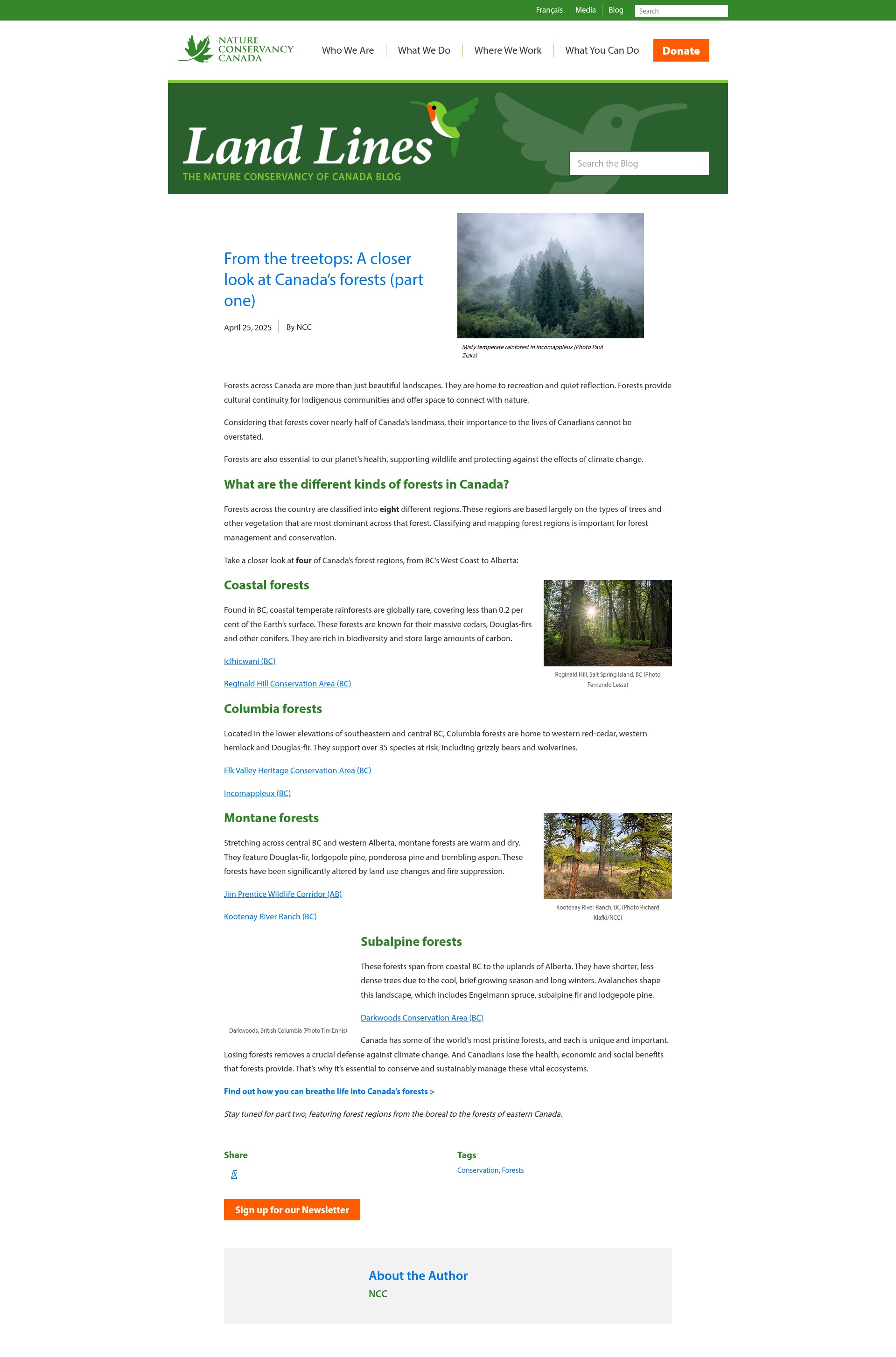 Screenshot of natureconservancy.ca