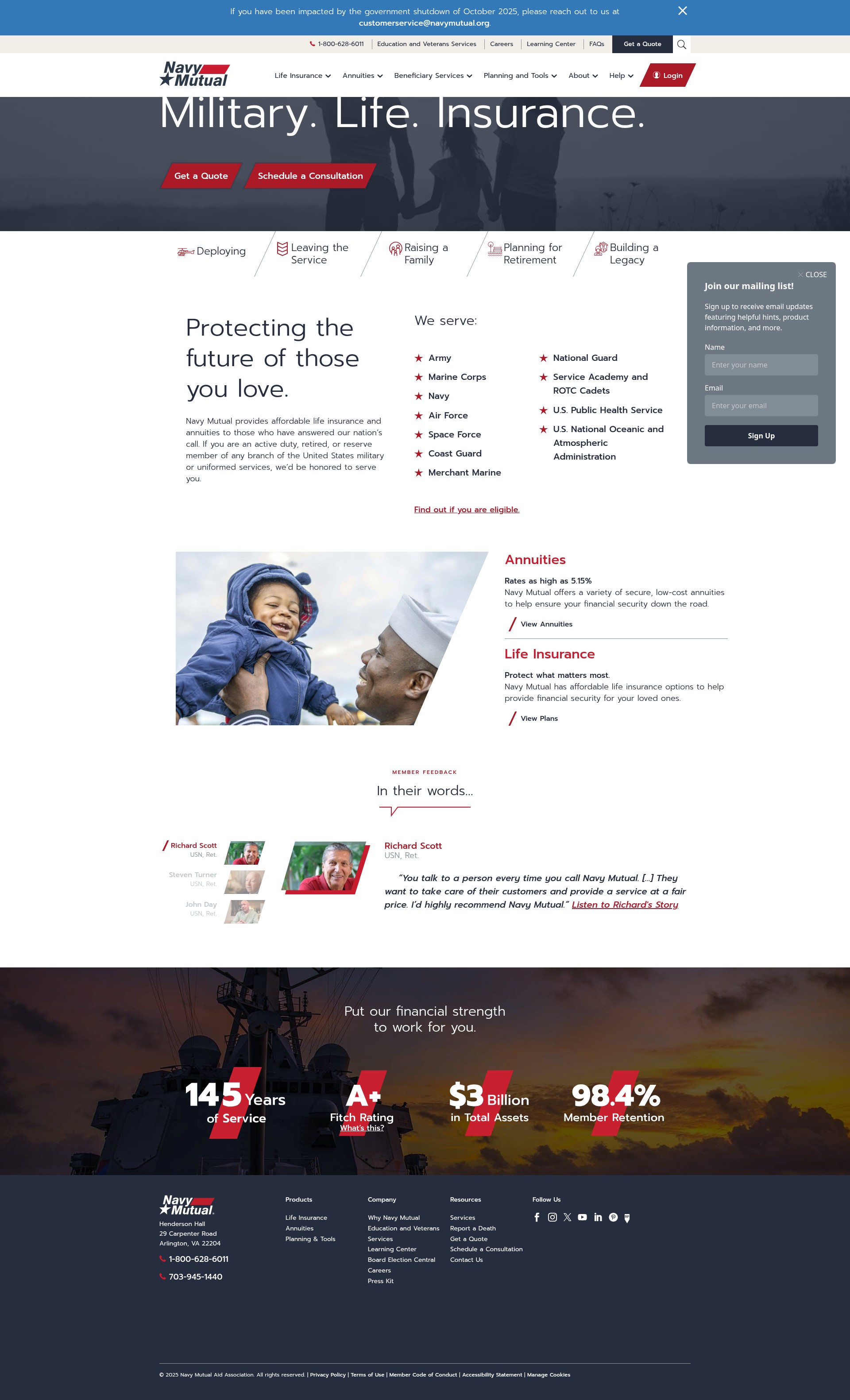 Screenshot of navymutual.org