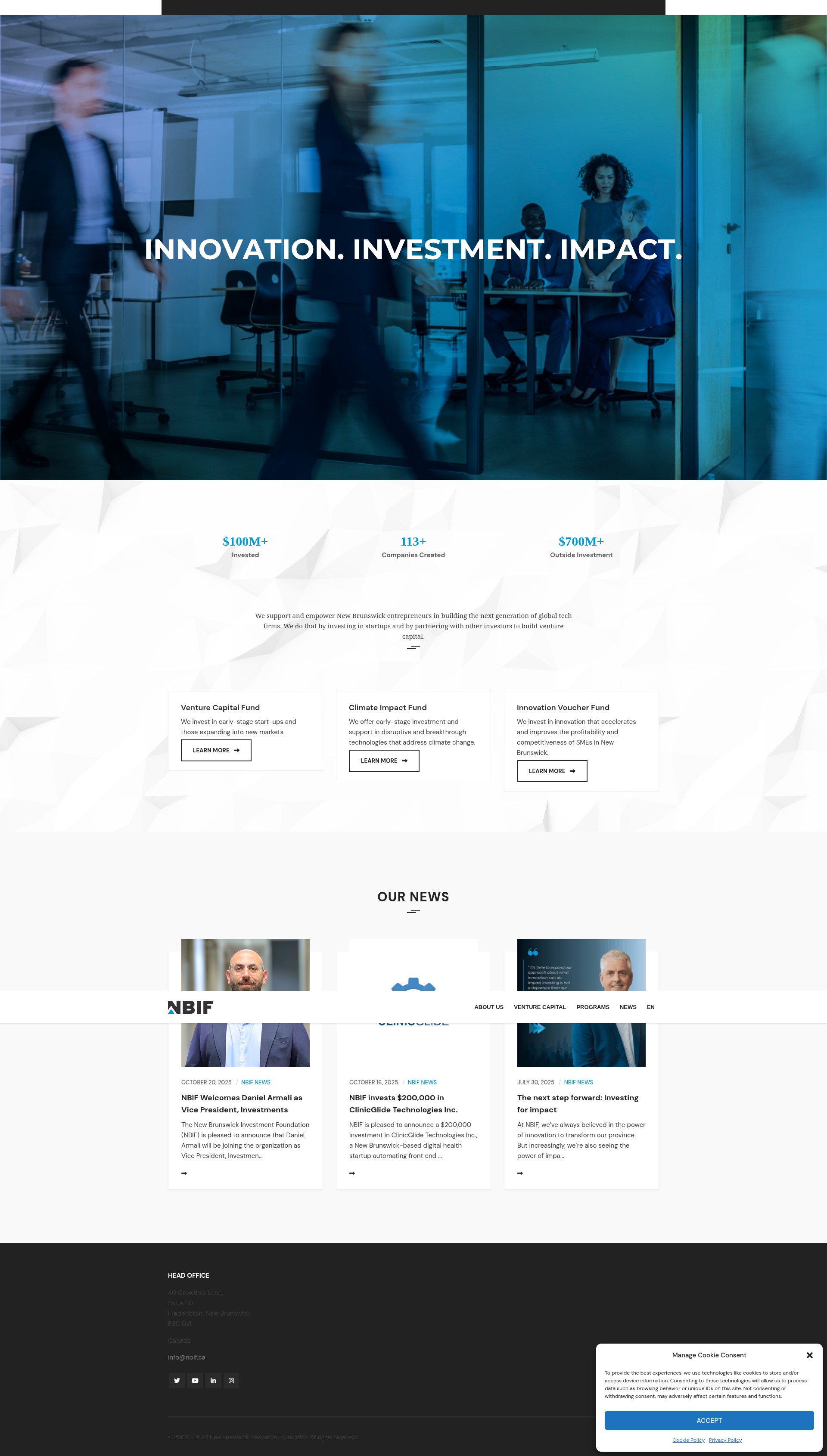 Screenshot of nbif.ca
