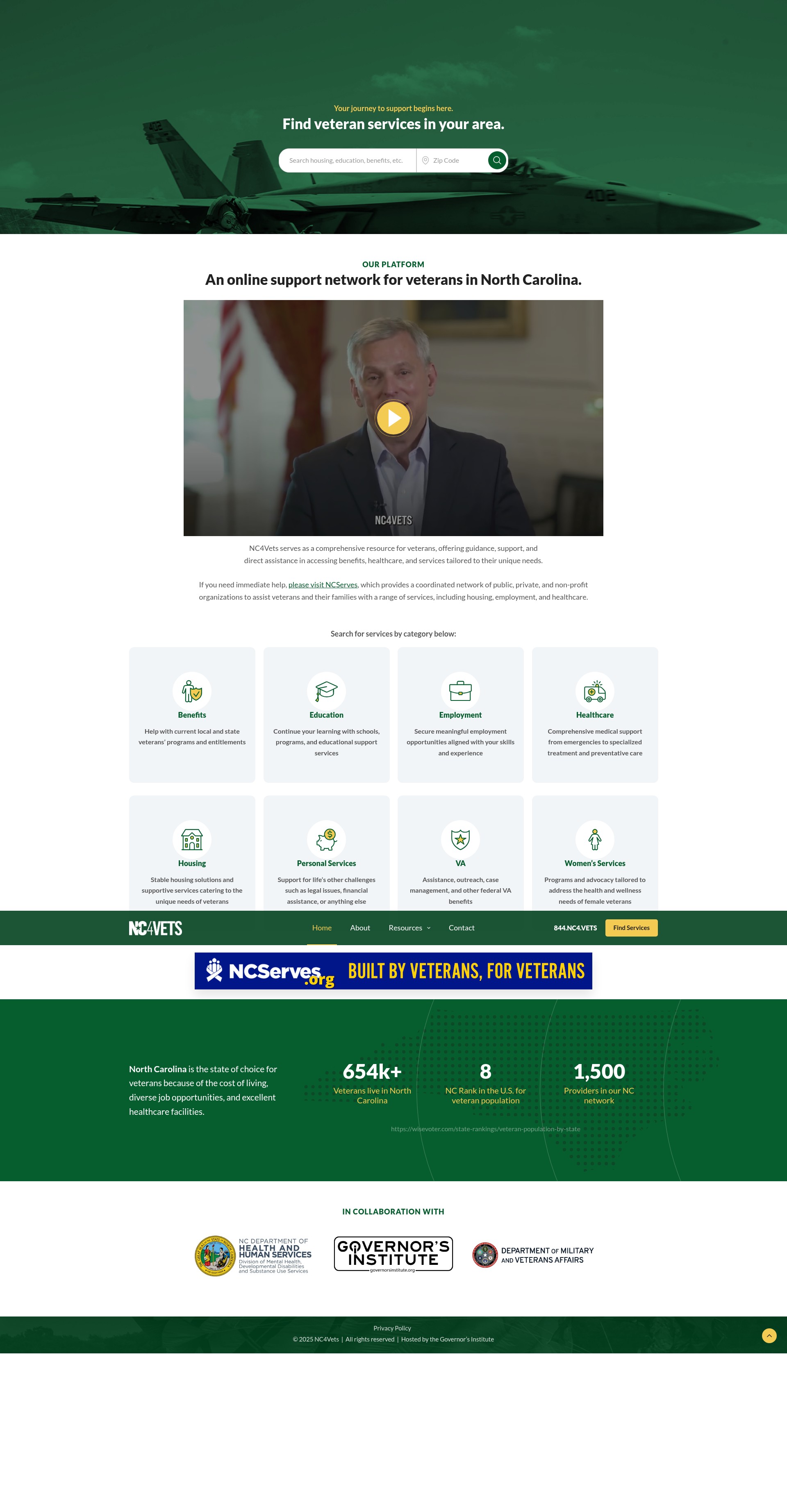 Screenshot of nc4vets.org