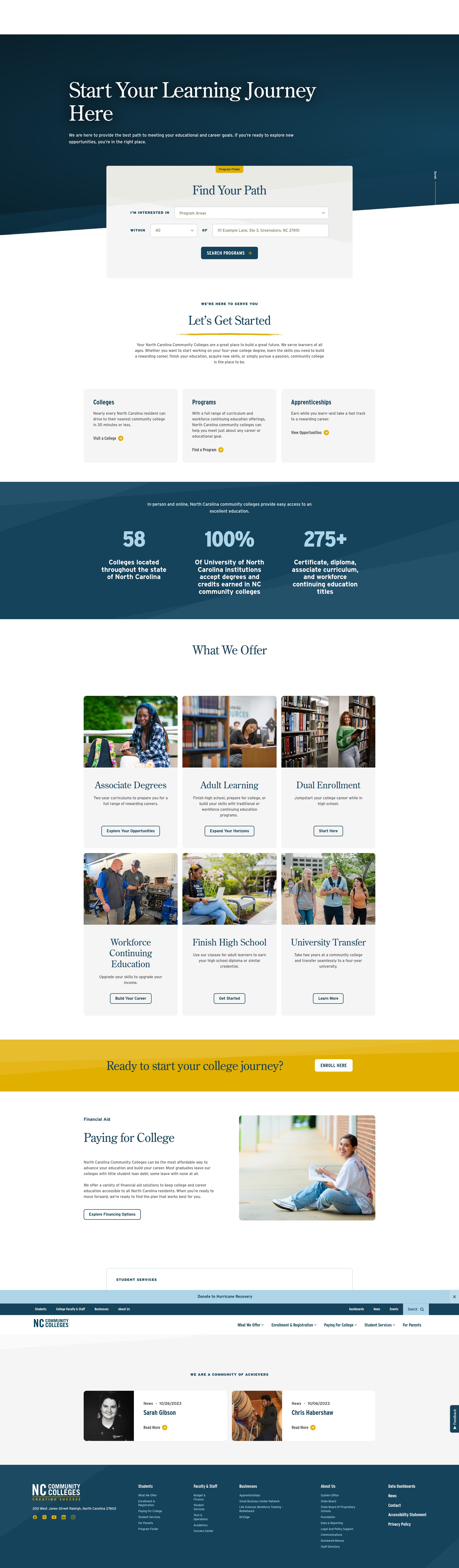 Screenshot of nccommunitycolleges.edu