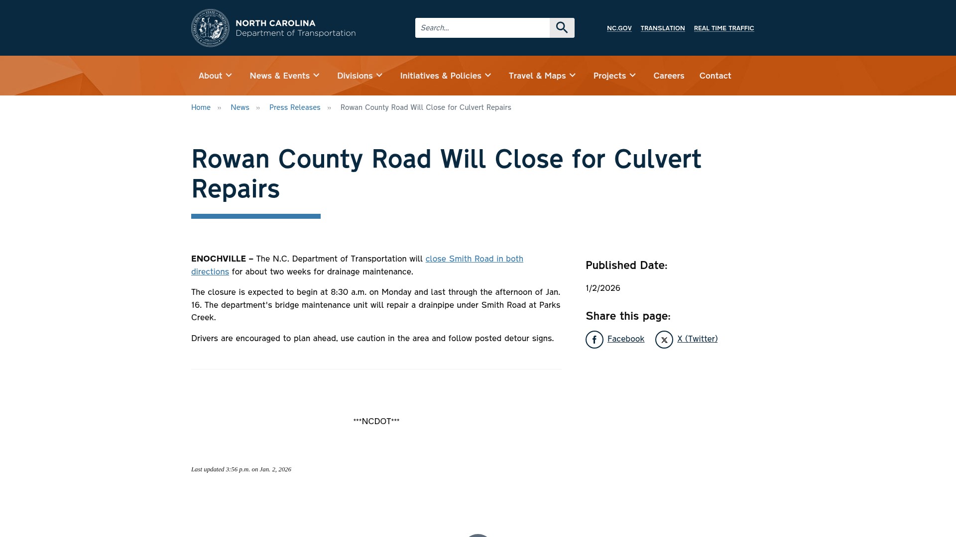Screenshot of ncdot.gov