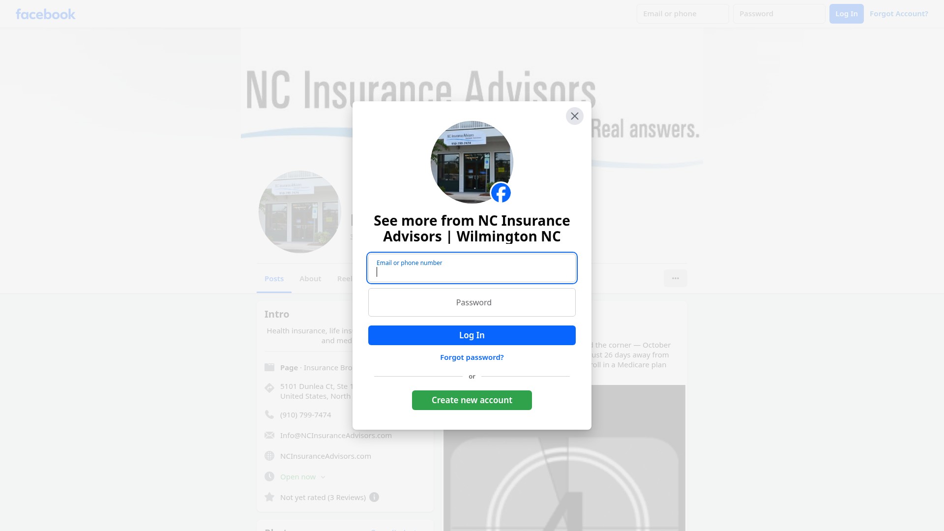 Screenshot of ncinsuranceadvisors.com