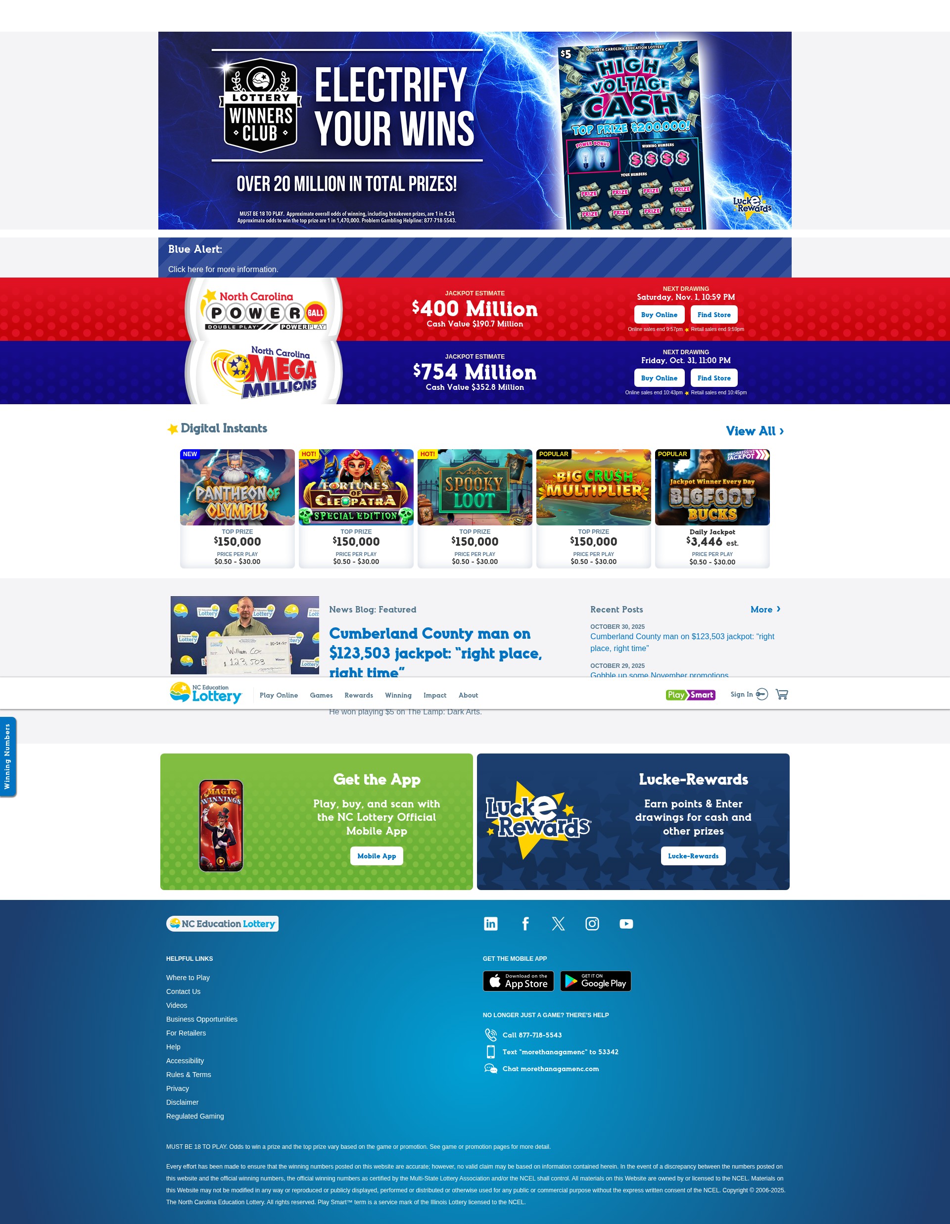 Screenshot of nclottery.com
