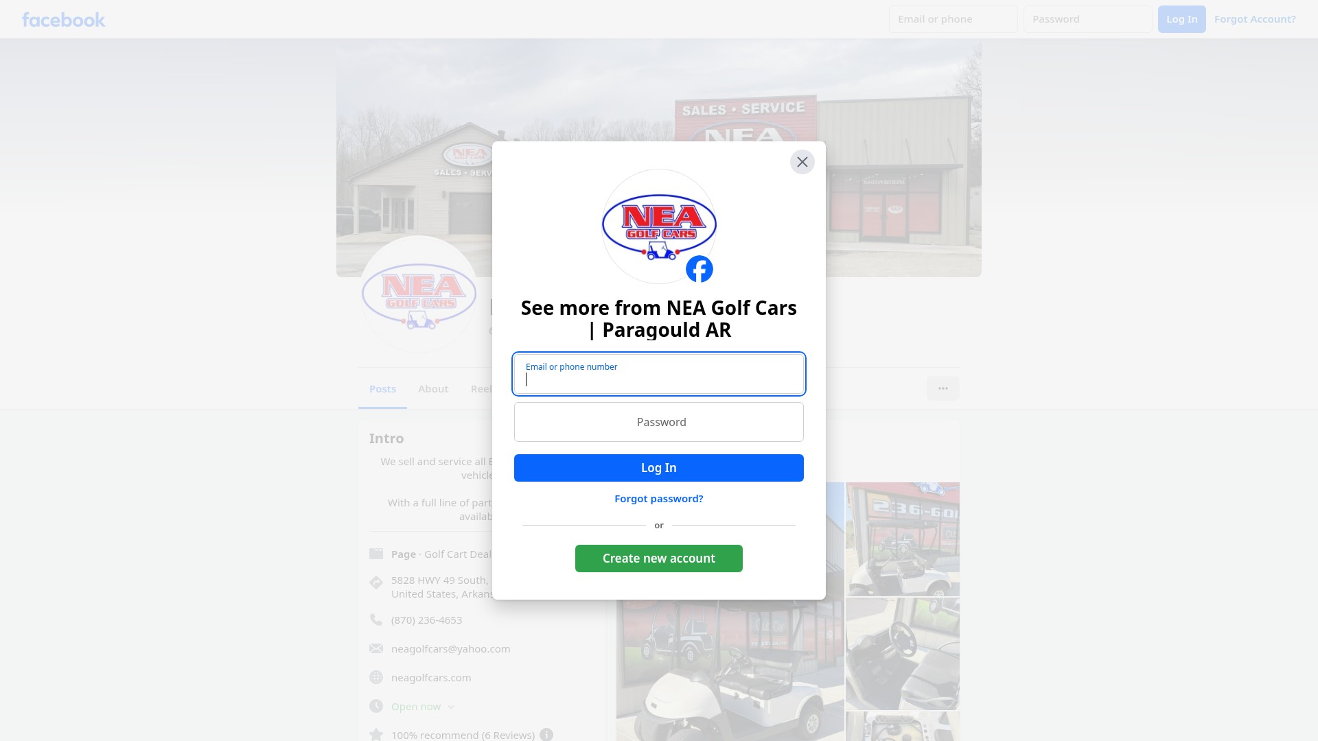 Screenshot of neagolfcars.com