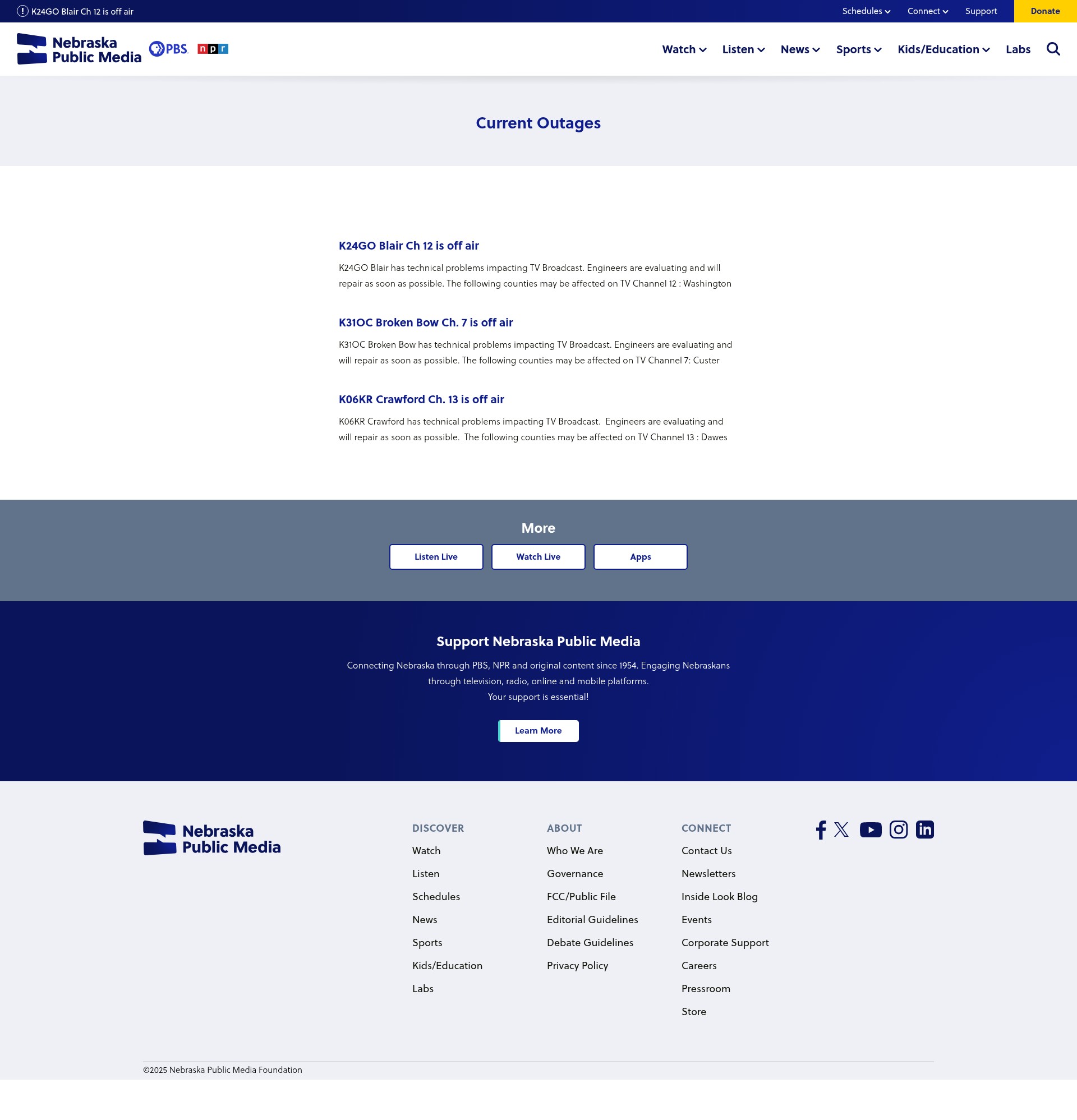 Screenshot of nebraskapublicmedia.org