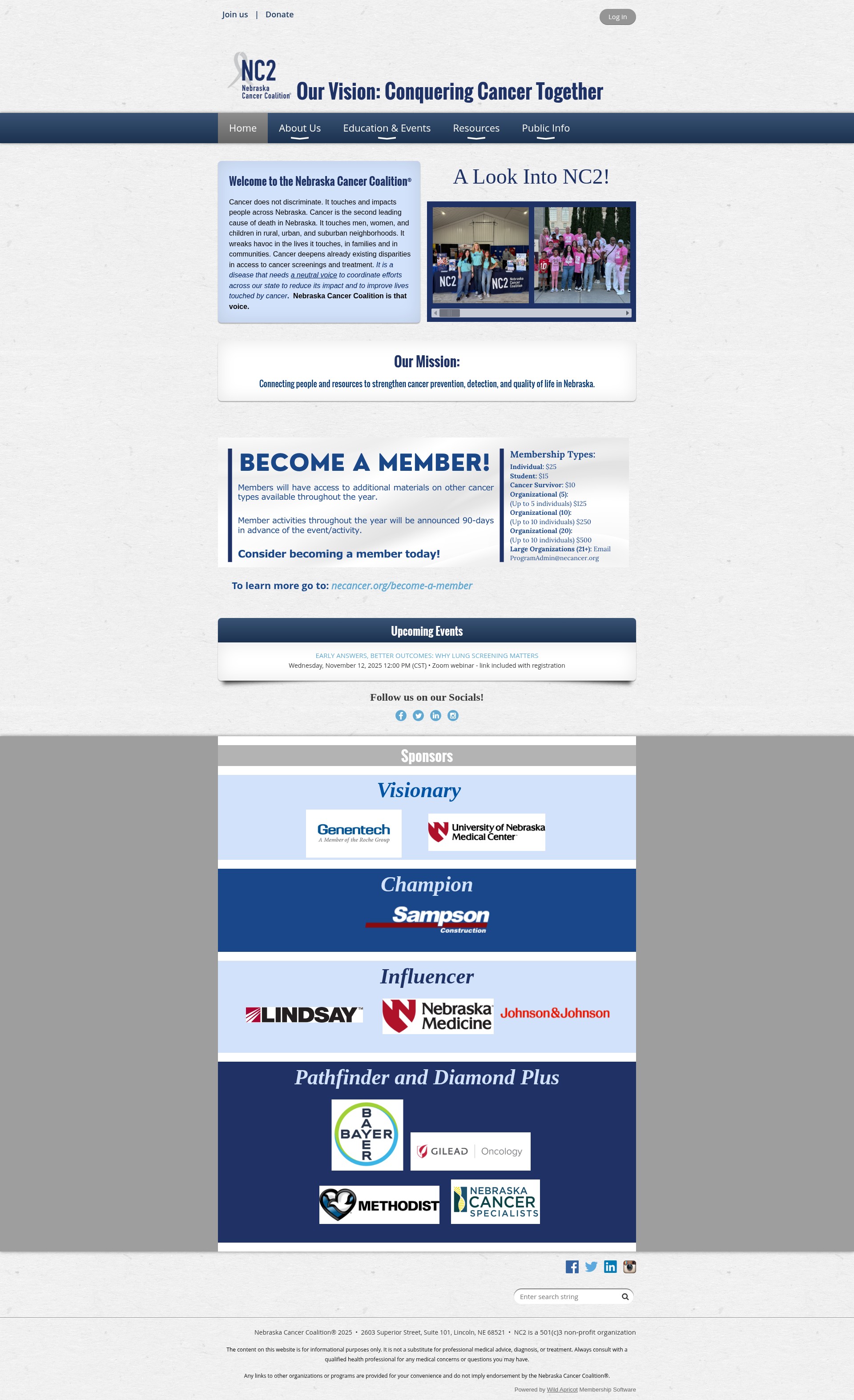 Screenshot of necancer.org