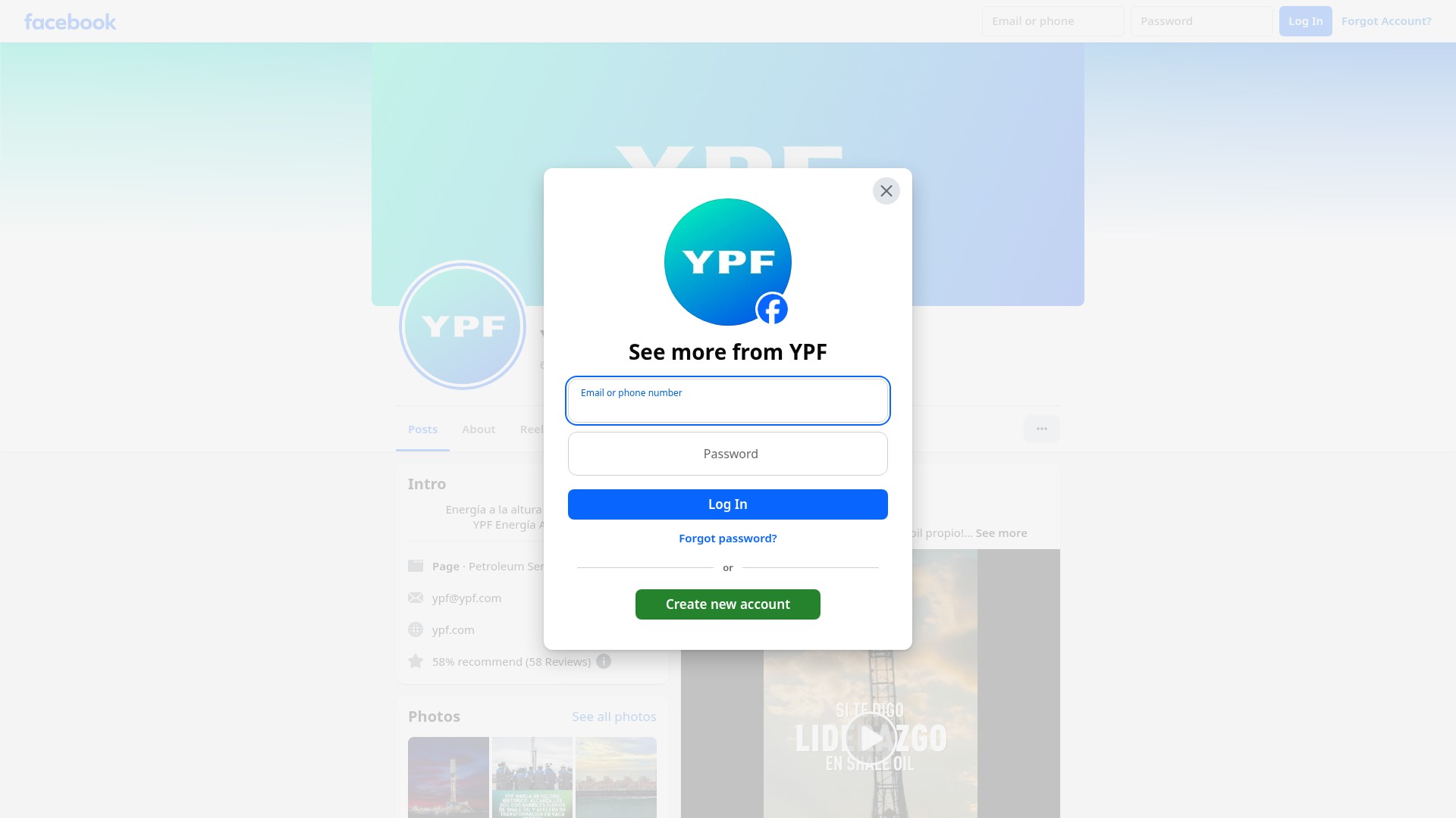 Screenshot of negocios.ypf.com