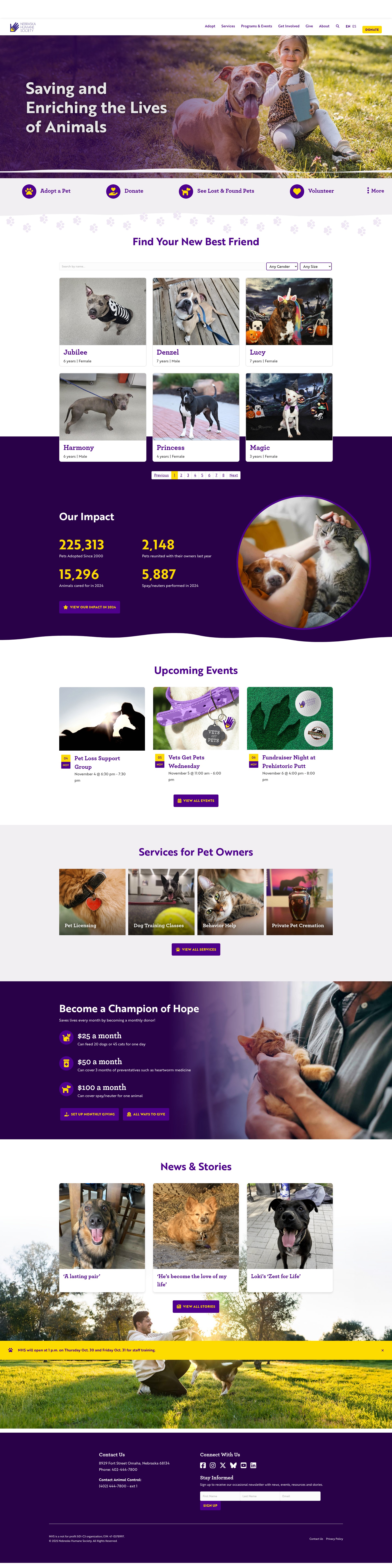 Screenshot of nehumanesociety.org