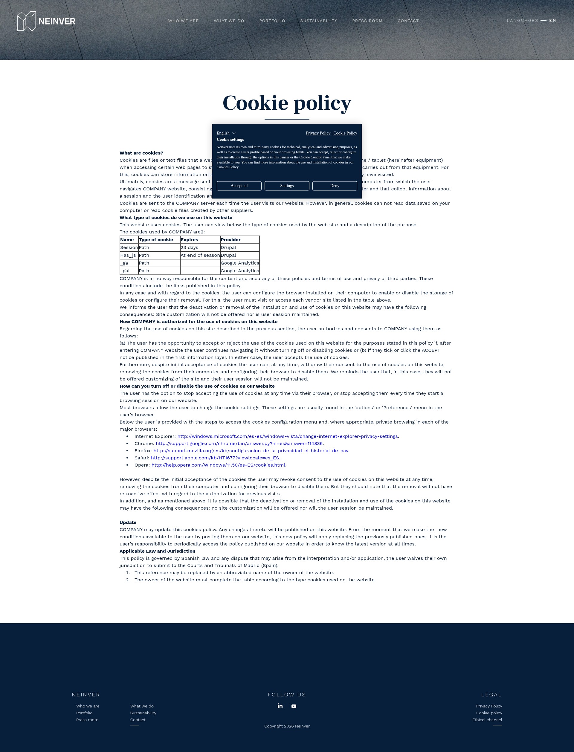 Screenshot of neinver.com