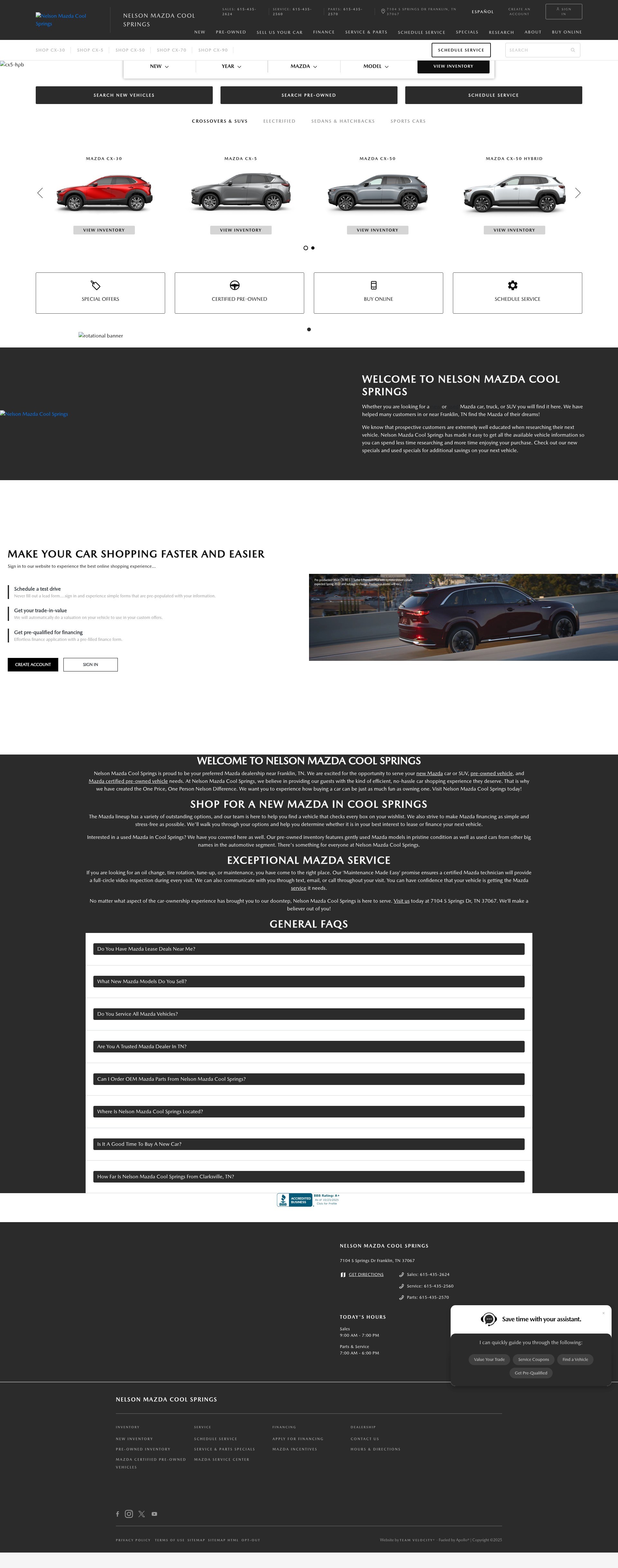 Screenshot of nelsonmazdacoolsprings.com