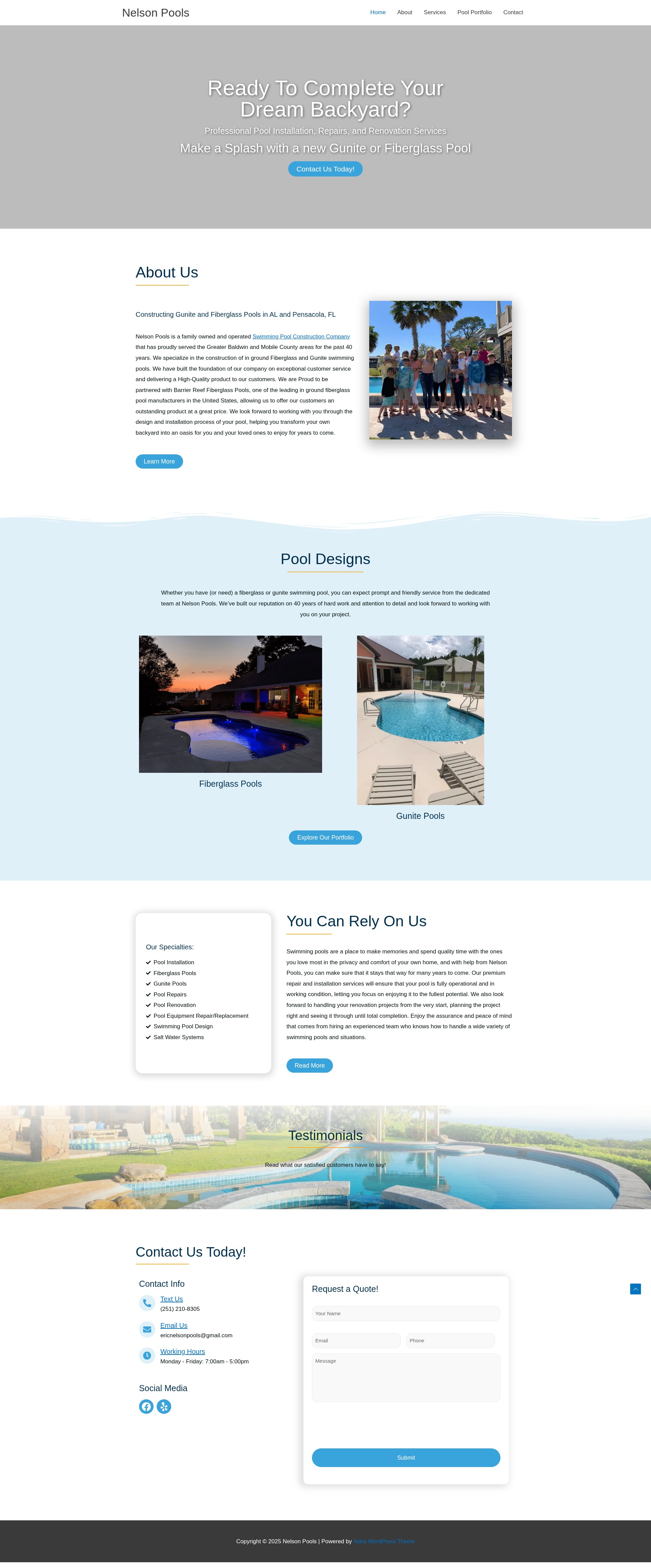 Screenshot of nelsonpoolsinc.com