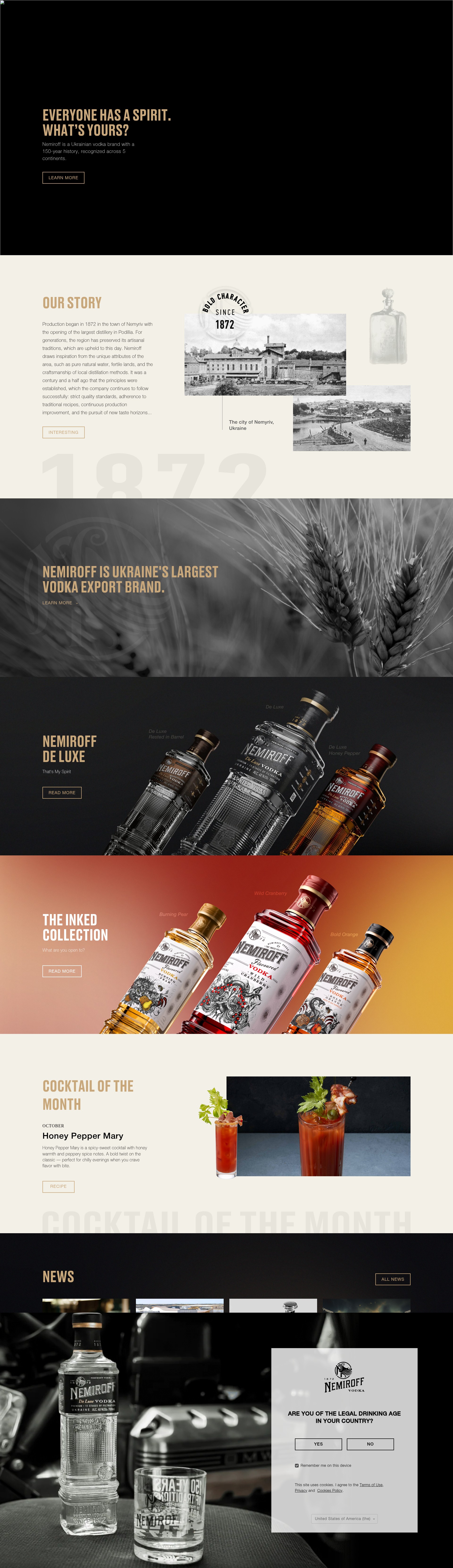 Screenshot of nemiroff.vodka