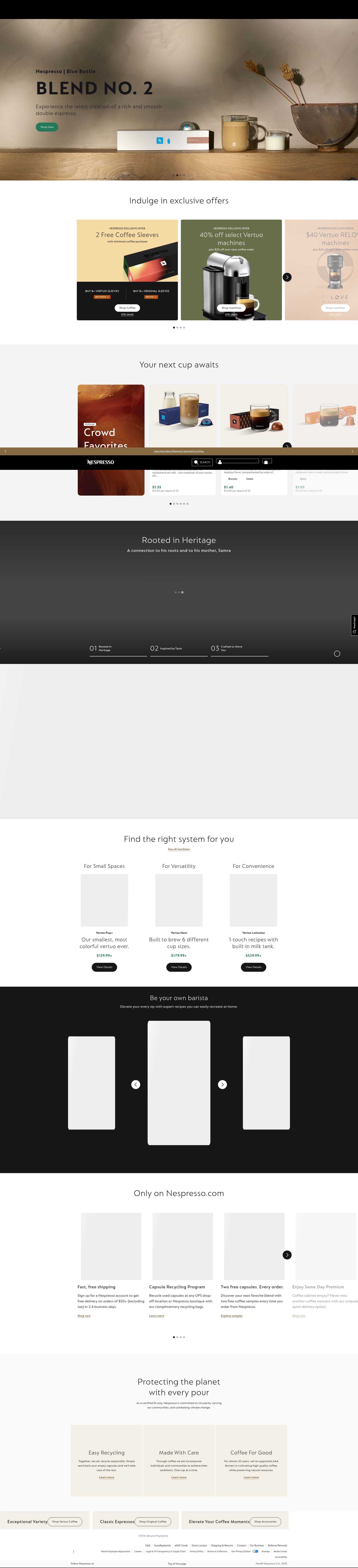 Screenshot of nespresso.com