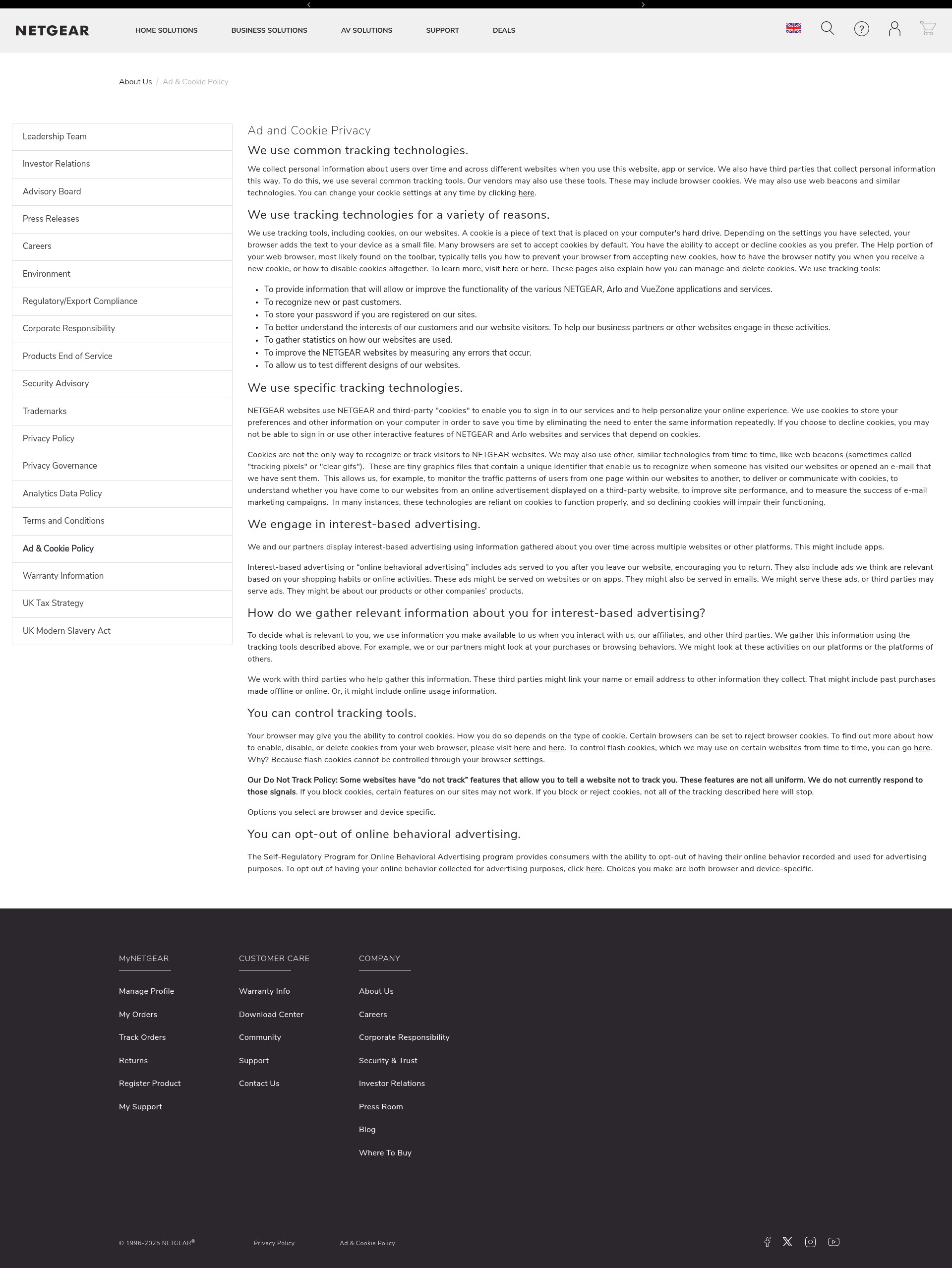 Screenshot of netgear.co.uk