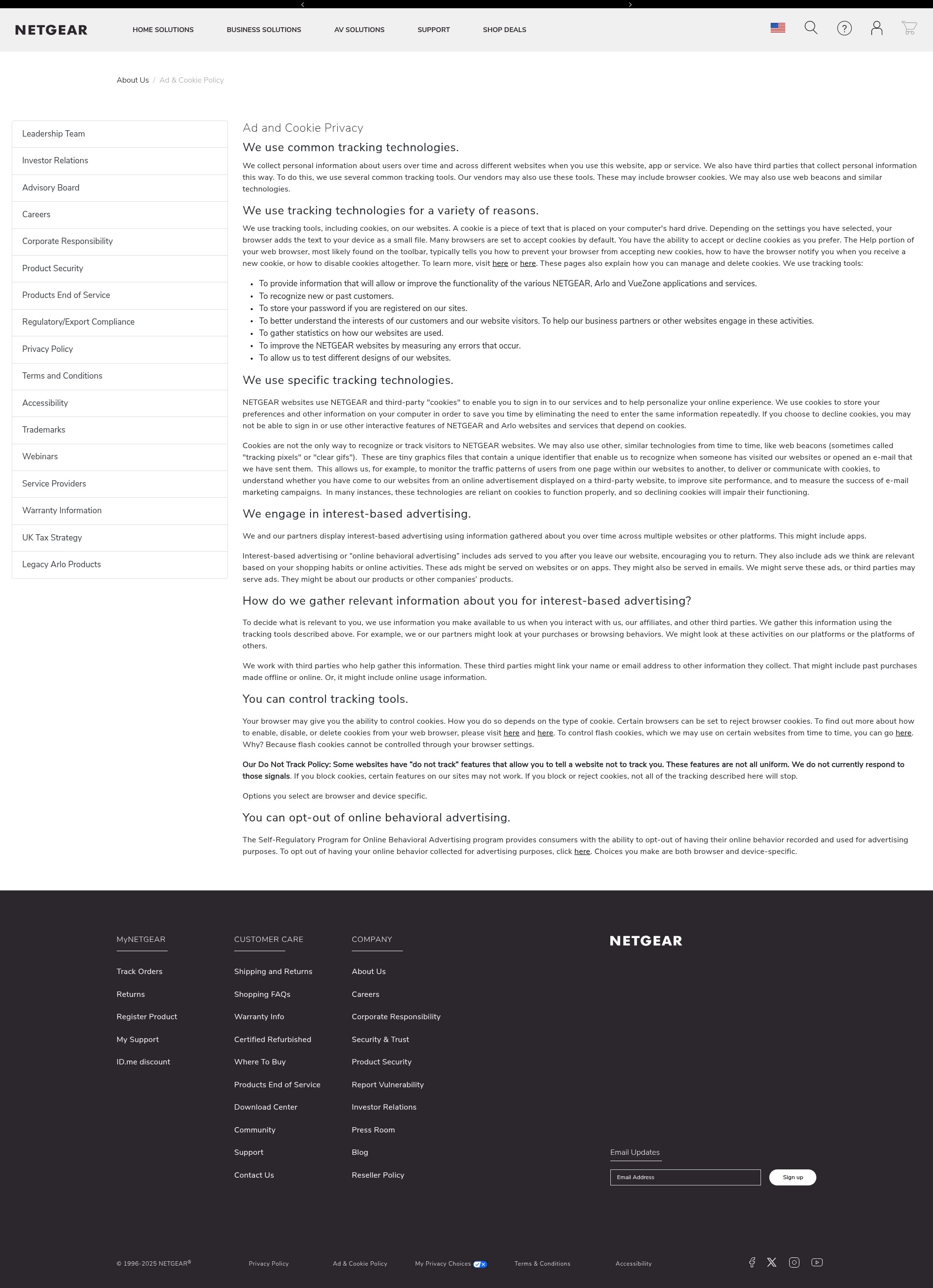 Screenshot of netgear.com