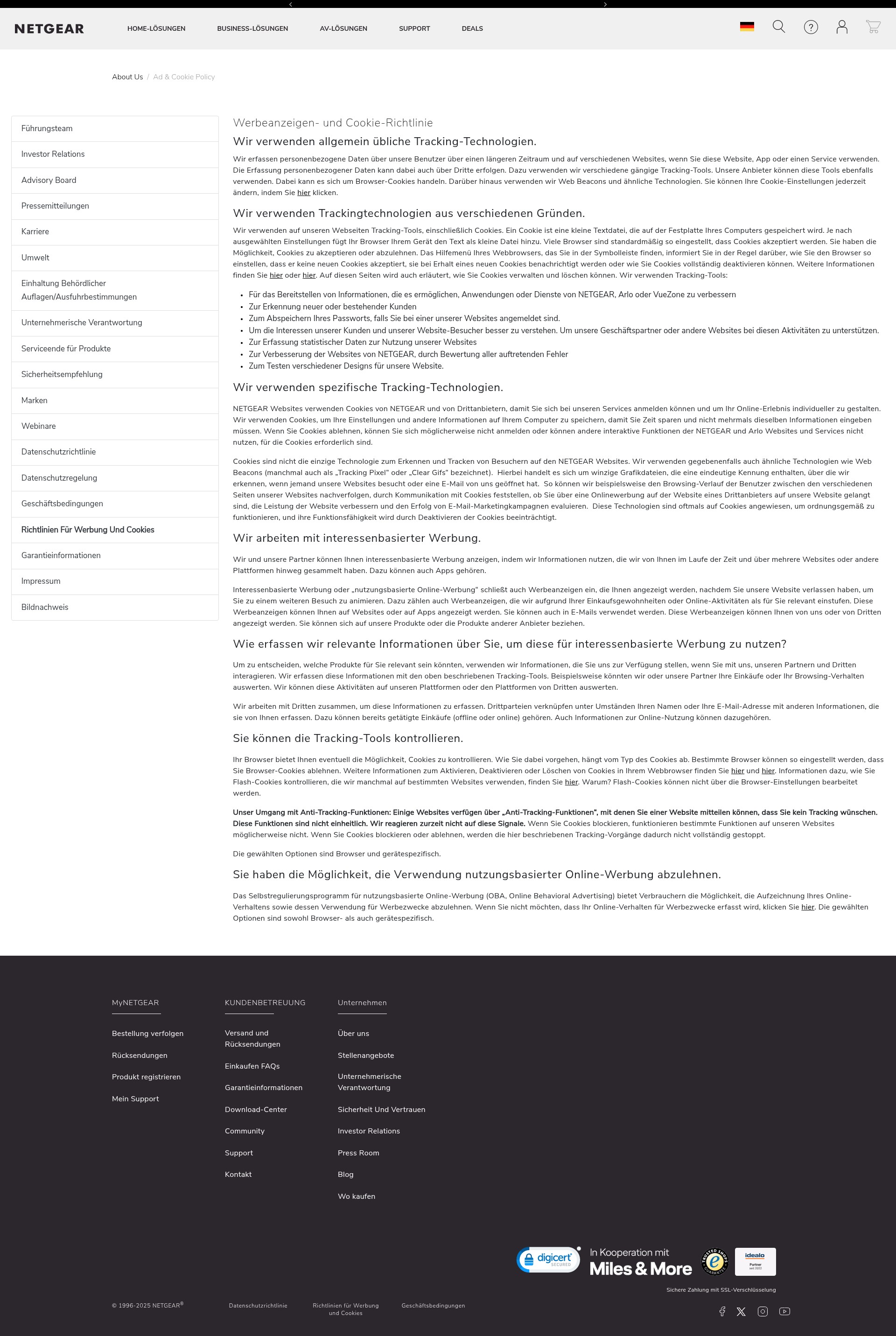 Screenshot of netgear.de