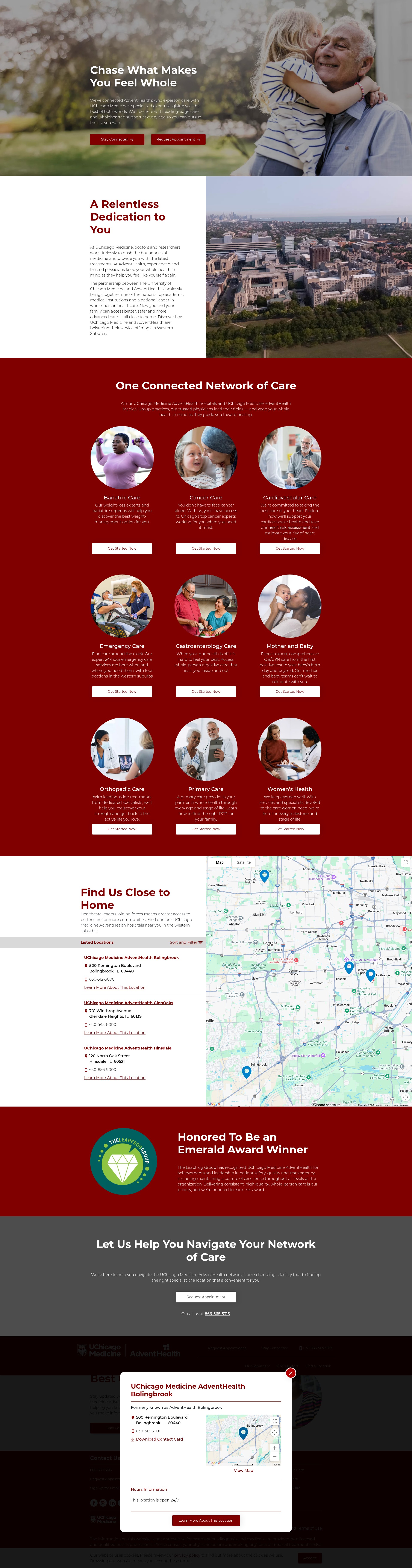 Screenshot of networkofcare.uchicagomedicineadventhealth.org