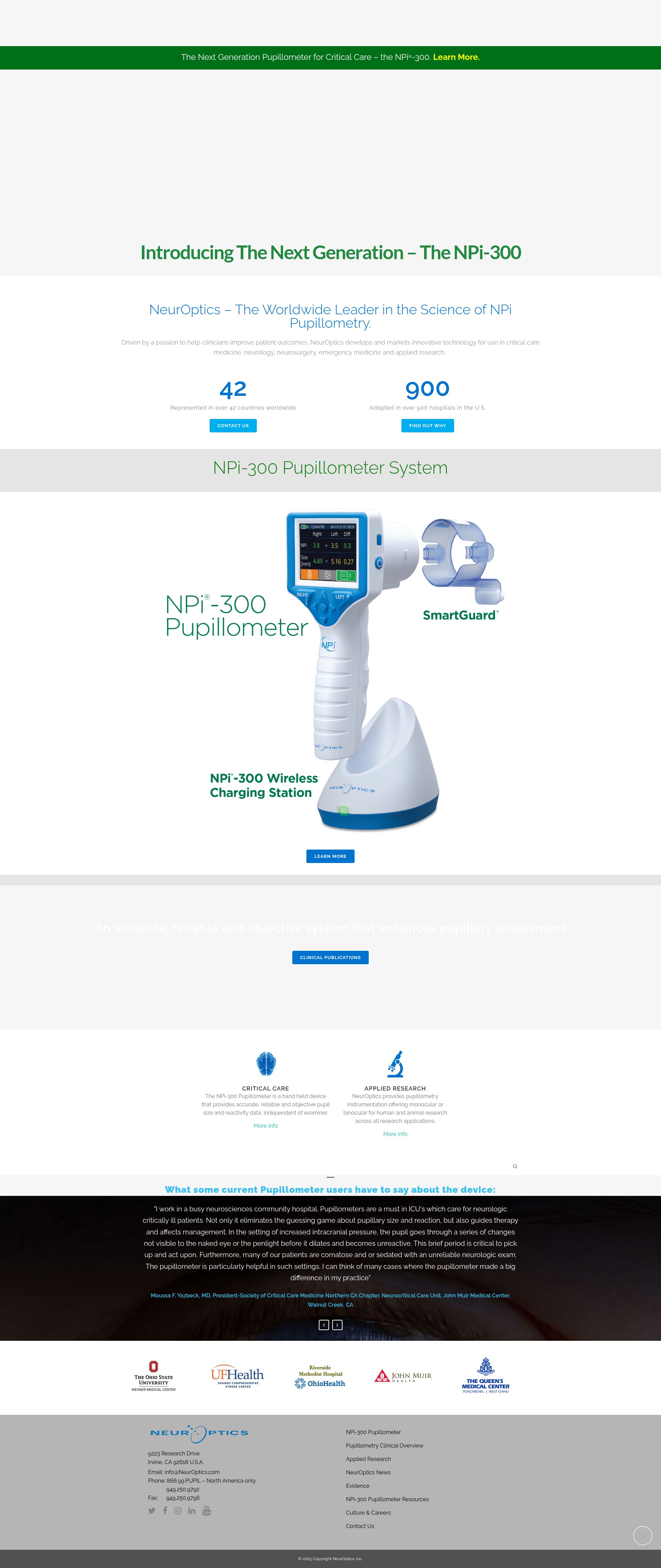 Screenshot of neuroptics.com