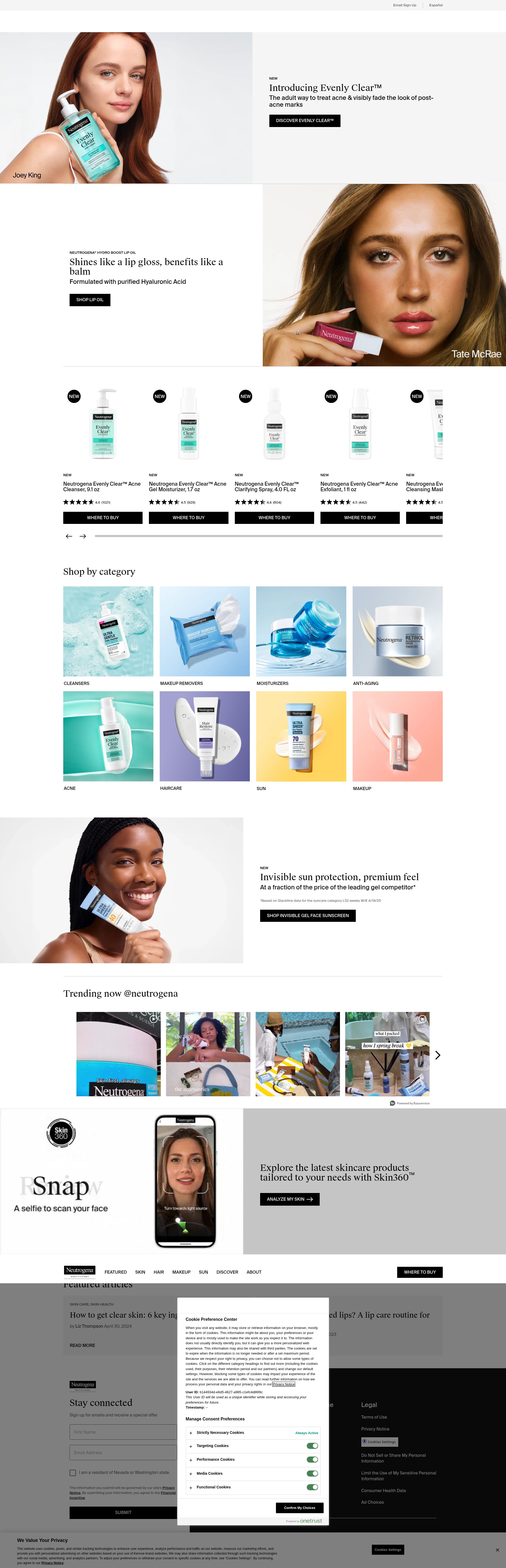 Screenshot of neutrogena.com