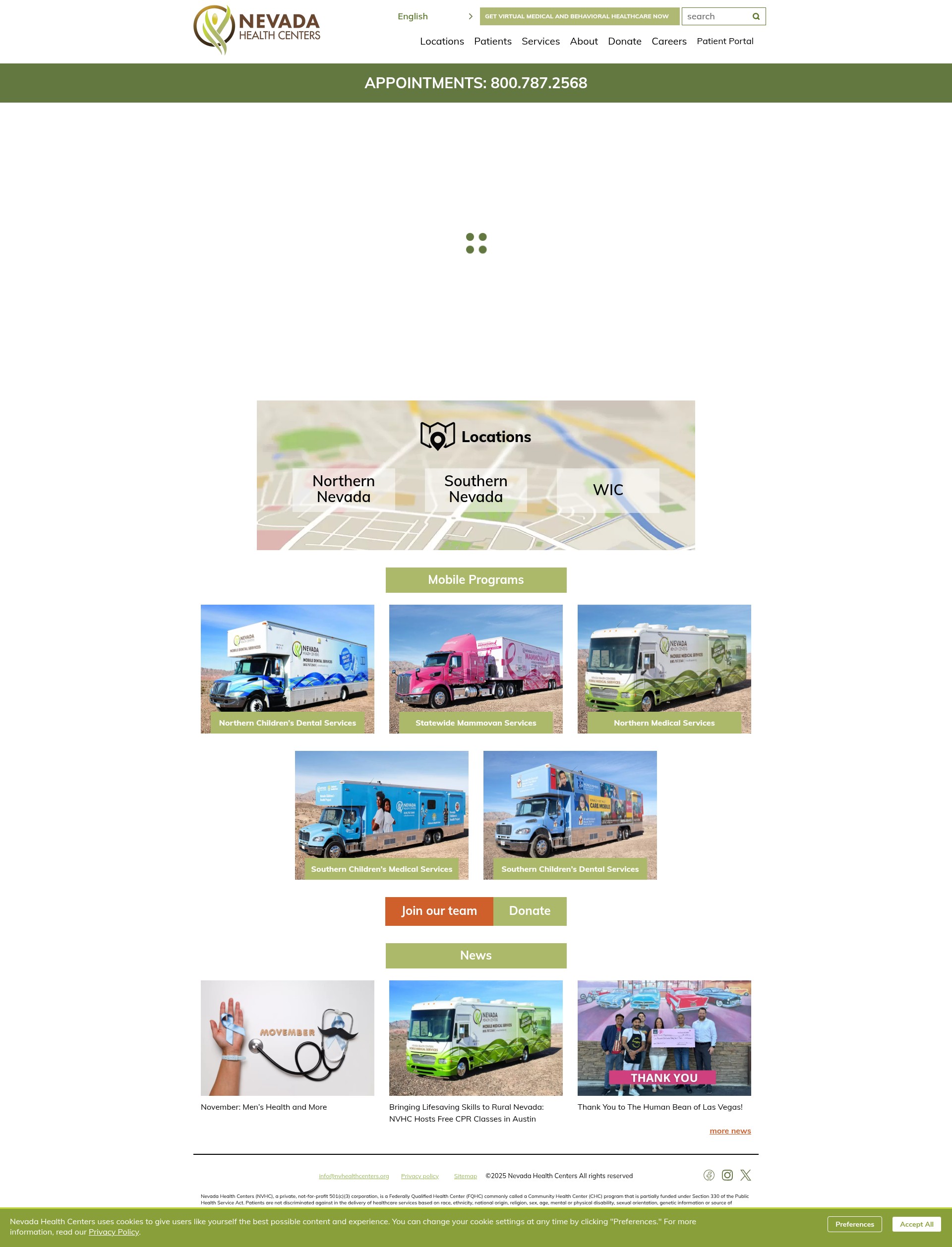 Screenshot of nevadahealthcenters.org